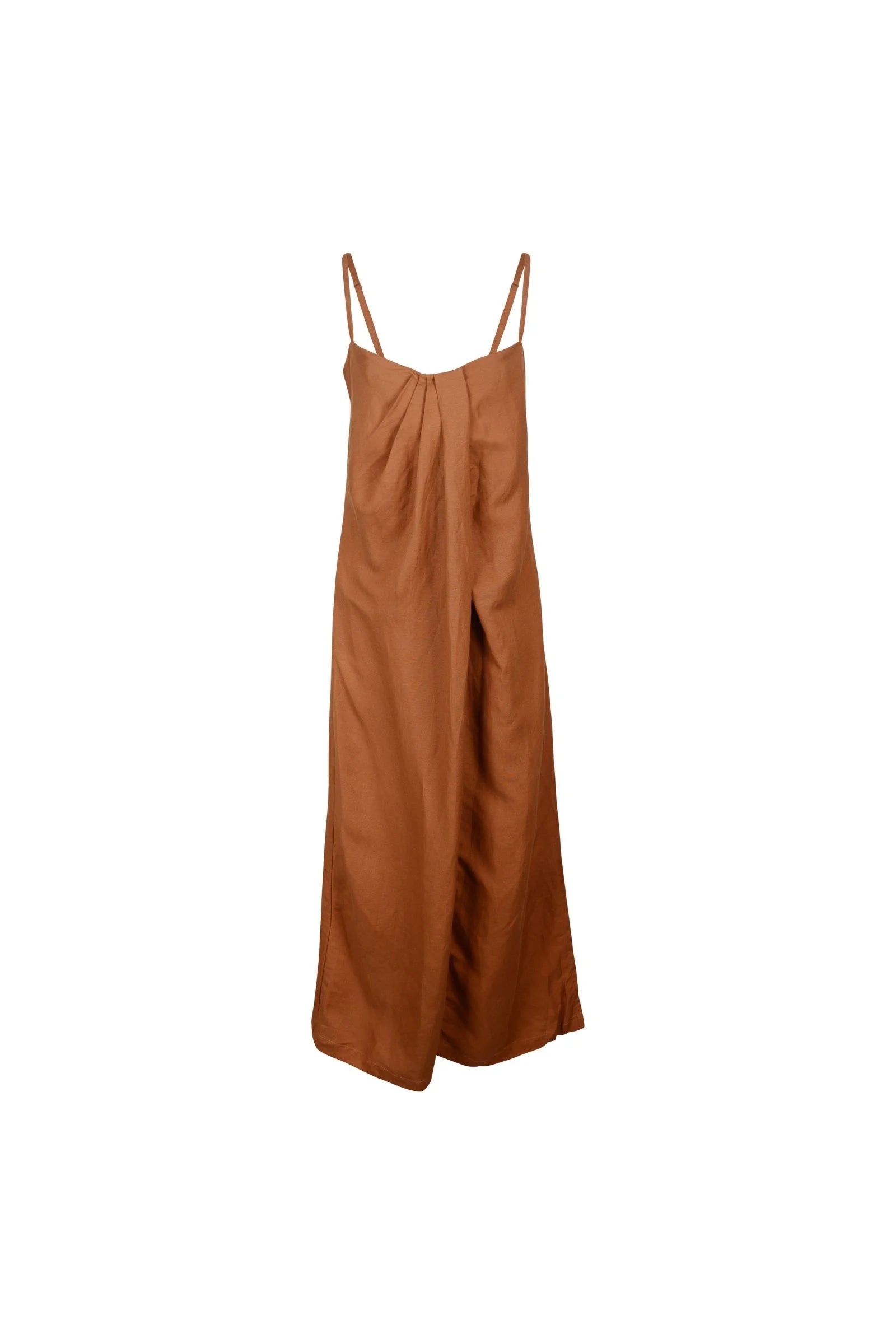 Pleated Linen Bra Dress Copper by AMIRA Collective