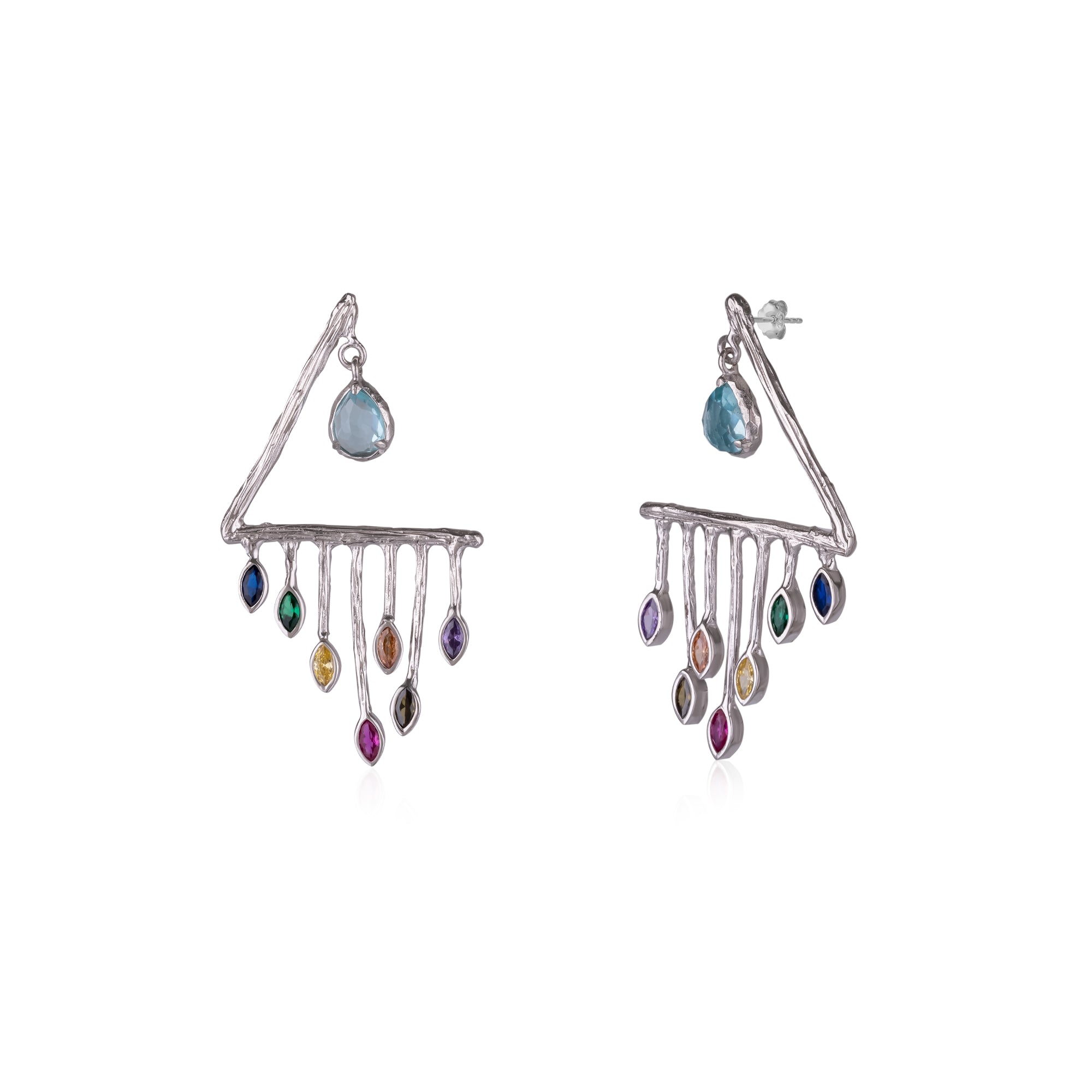 Women’s Colourful Rainbow Rain Drop Earring In Sterling Silver Spero London