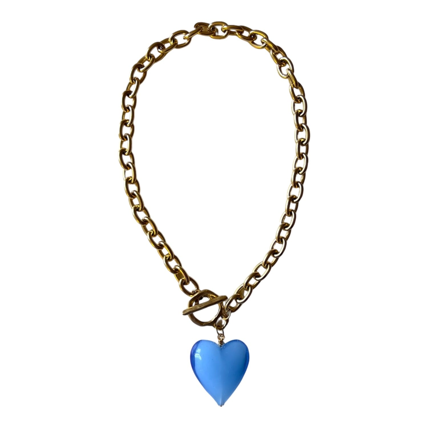 Sccollection Women's Gold / Blue Amore Heart Necklace - Bella Blue