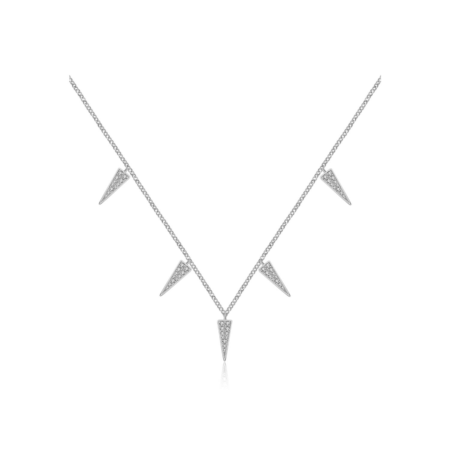 Genevieve Collection Women's 18k White Gold Triangle Shape Diamond Necklace Choker In White