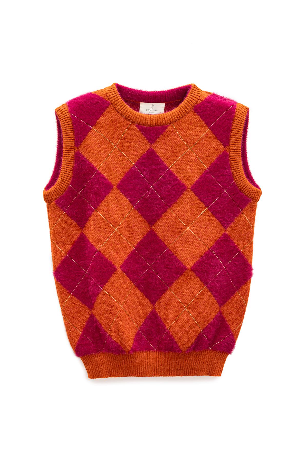 Peraluna Women's Orange / Purple Yui Diamond Knit Vest In Multi