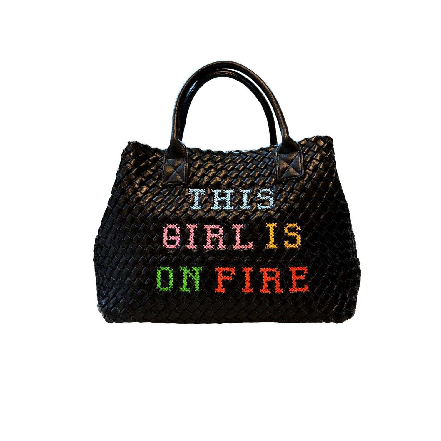Lilly Loves Women's Black This Girl Is On Fire Handbag In Black