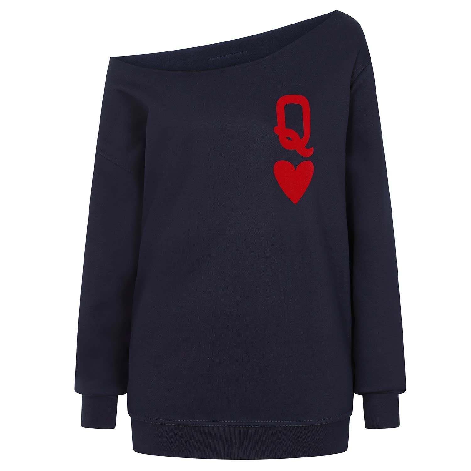 Queen Of Hearts Oversized Jumper In Navy | James Steward | Wolf