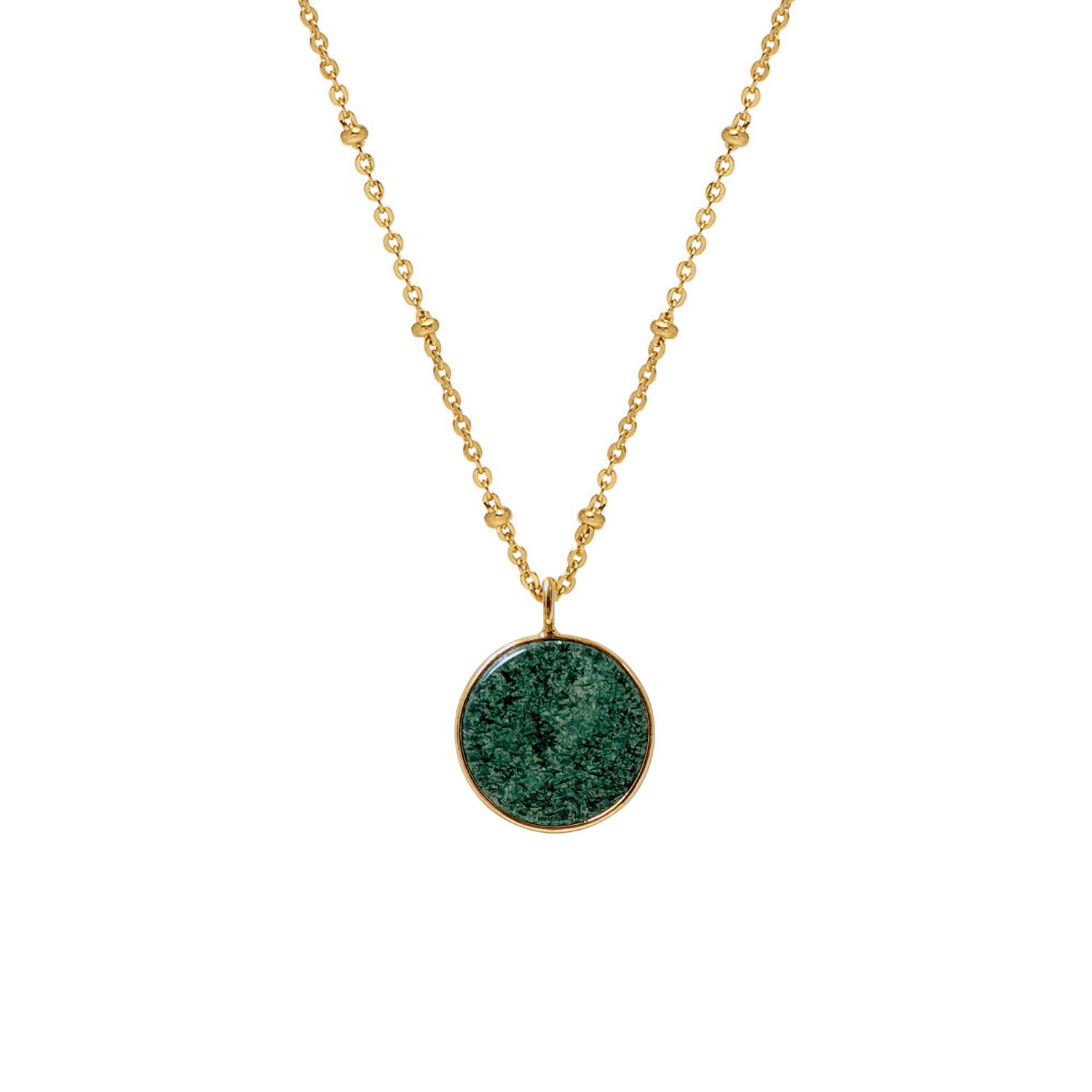 Mirabelle Jewellery Women's Green Jade Coin Pendant On Long Satellite Chain In Green