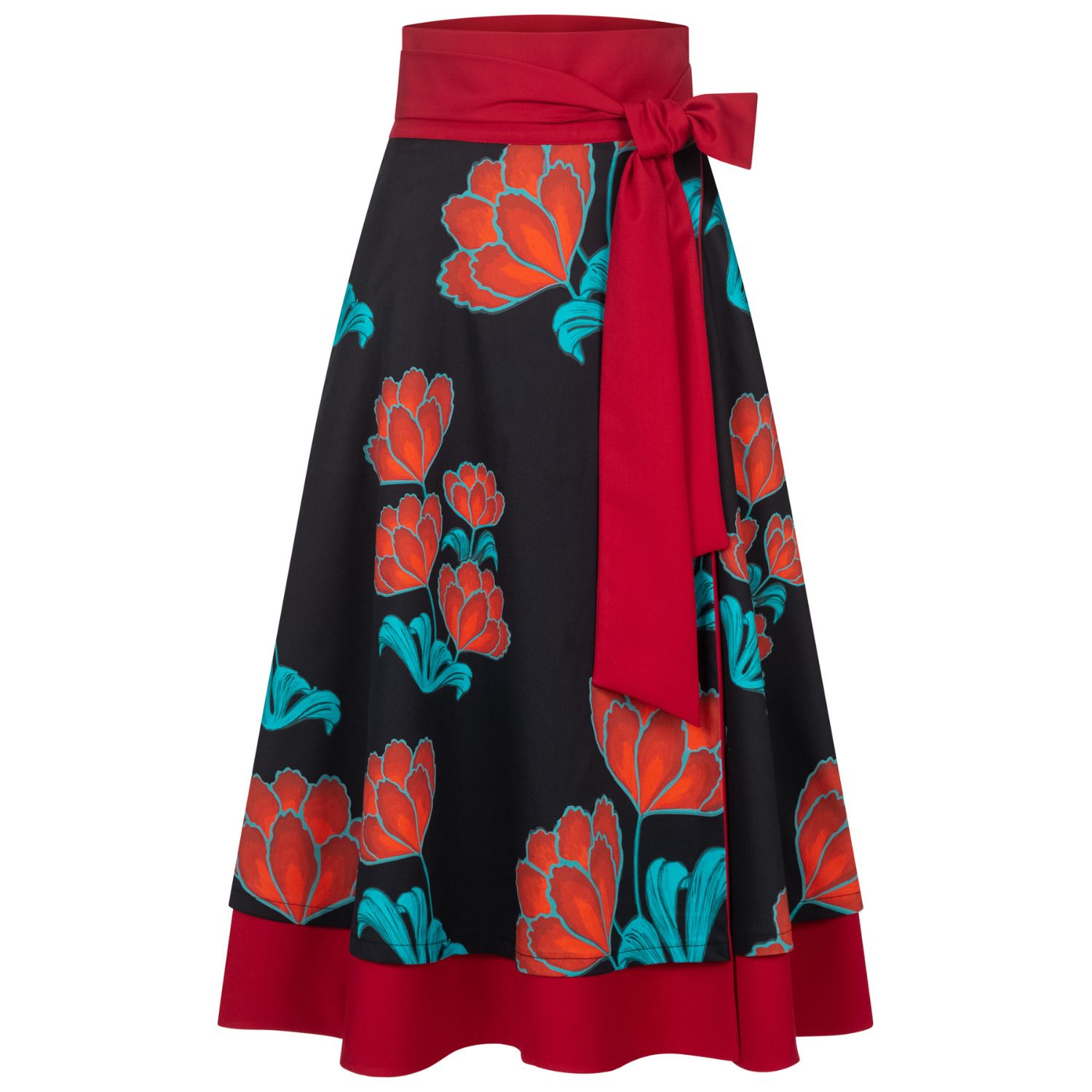 Marianna Déri Women's Reversible Wrap Skirt Blooms & Red In Red