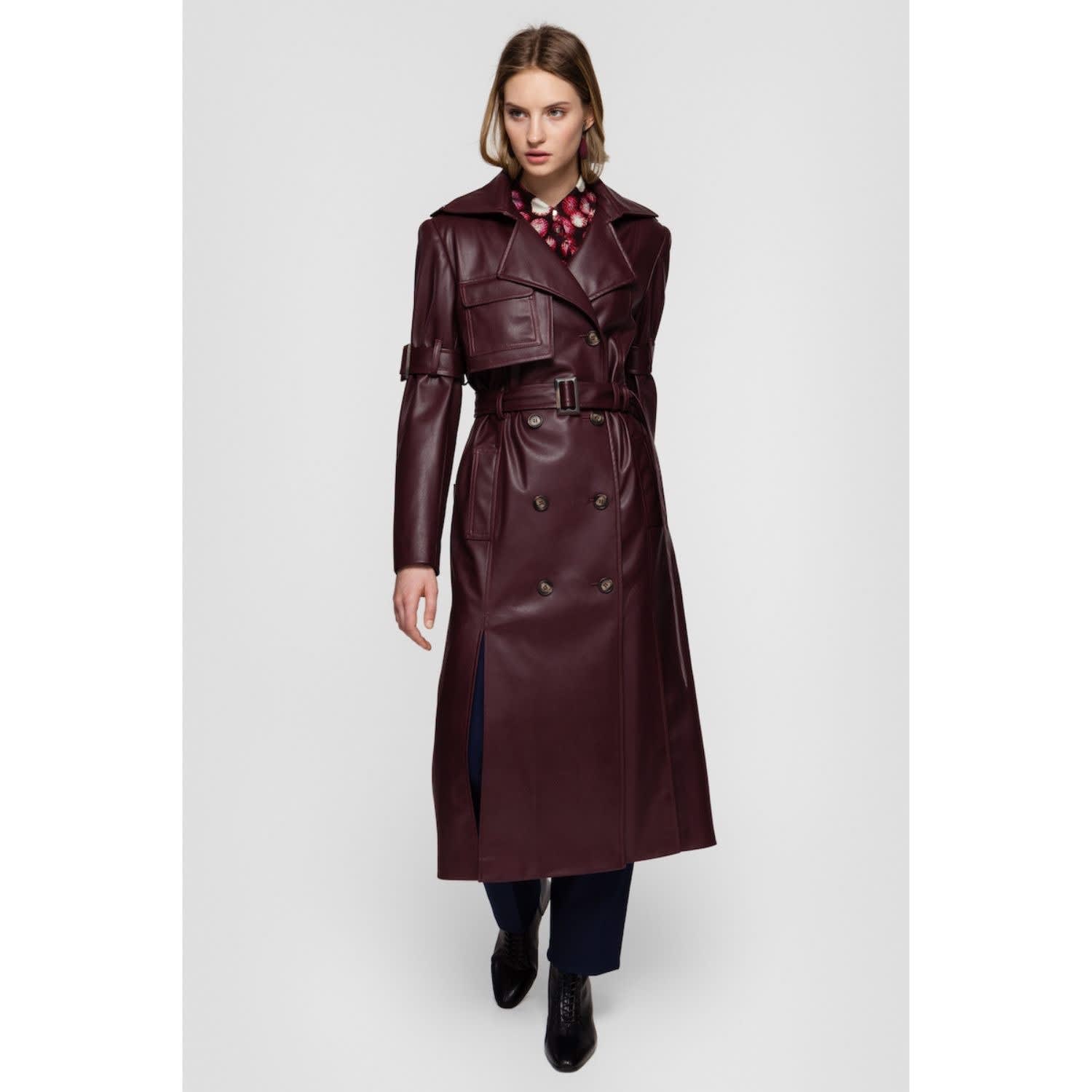 maroon faux leather jacket