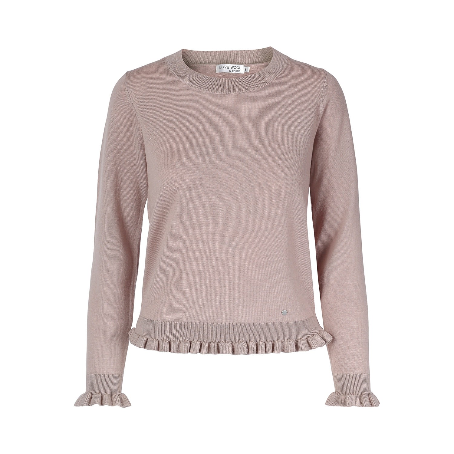 Tirillm Women's Neutrals "aspen" Merino Wool Jumper With Frills -beige