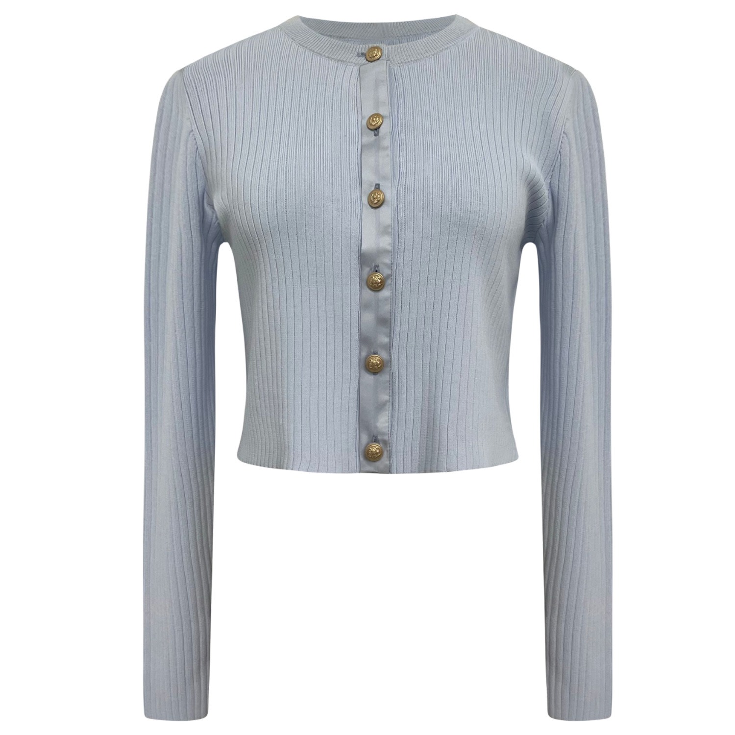 Roch Perel Women's Gold / Blue Blue Satin And Ribbed Knit Cardigan In Gold/blue