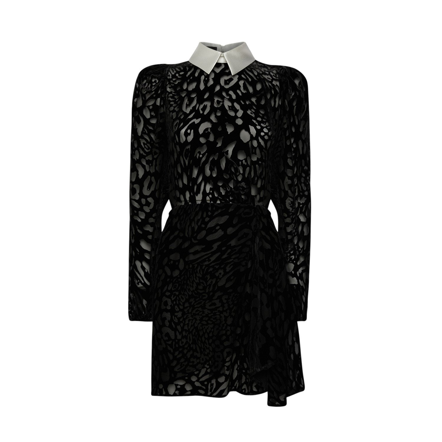 Women’s Black Stanford Leopard-Pattern Velvet Dress Large Sveta Milano