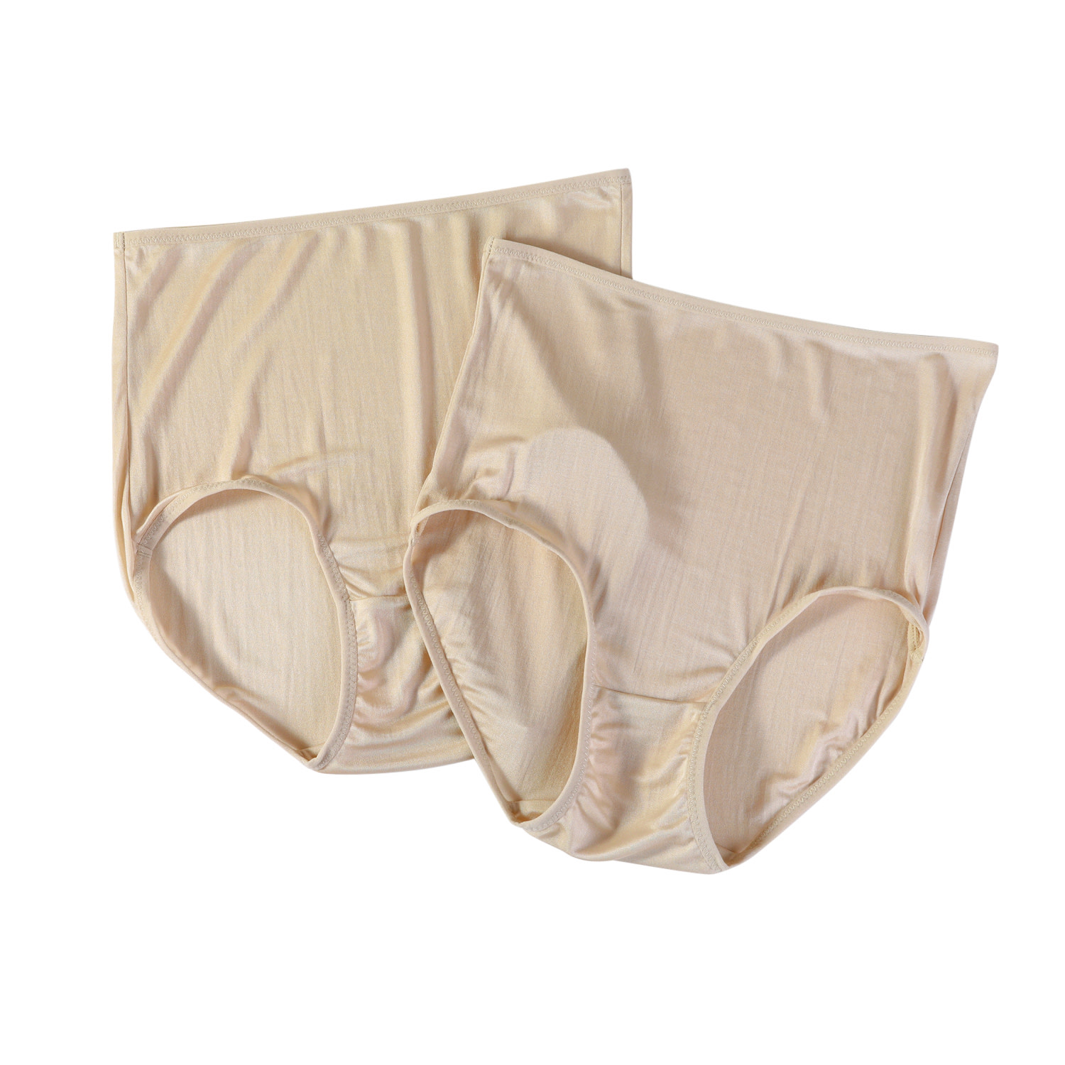 Women's Neutrals Set Of Two Knitted Silk Mid Rise French Cut Pantie Shimmer Collection In Bourbon Milk Punch | XXL | Soft Strokes Silk