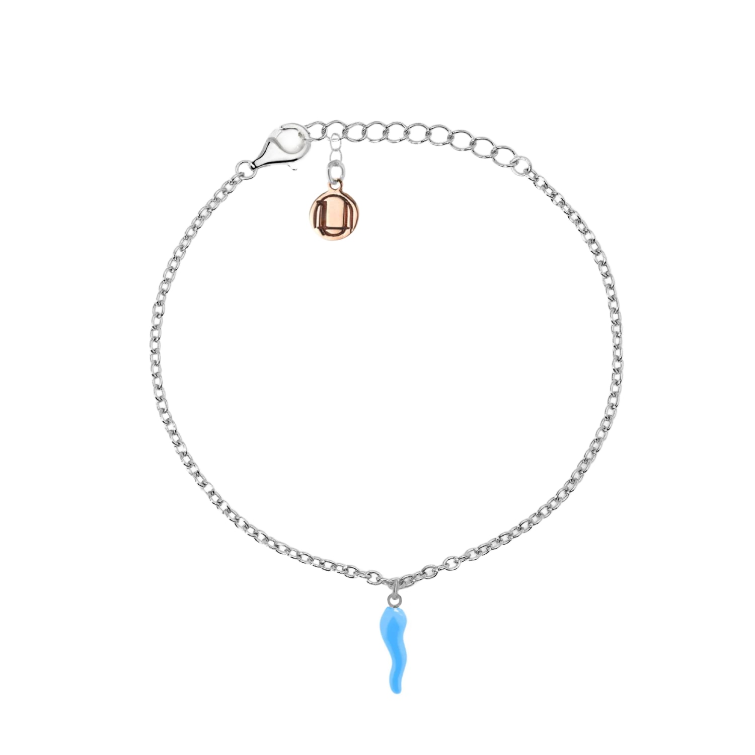 Unaloe Women's Silver / Blue Elegant Sterling Silver Bracelet With Sky Blue Horn Pendant