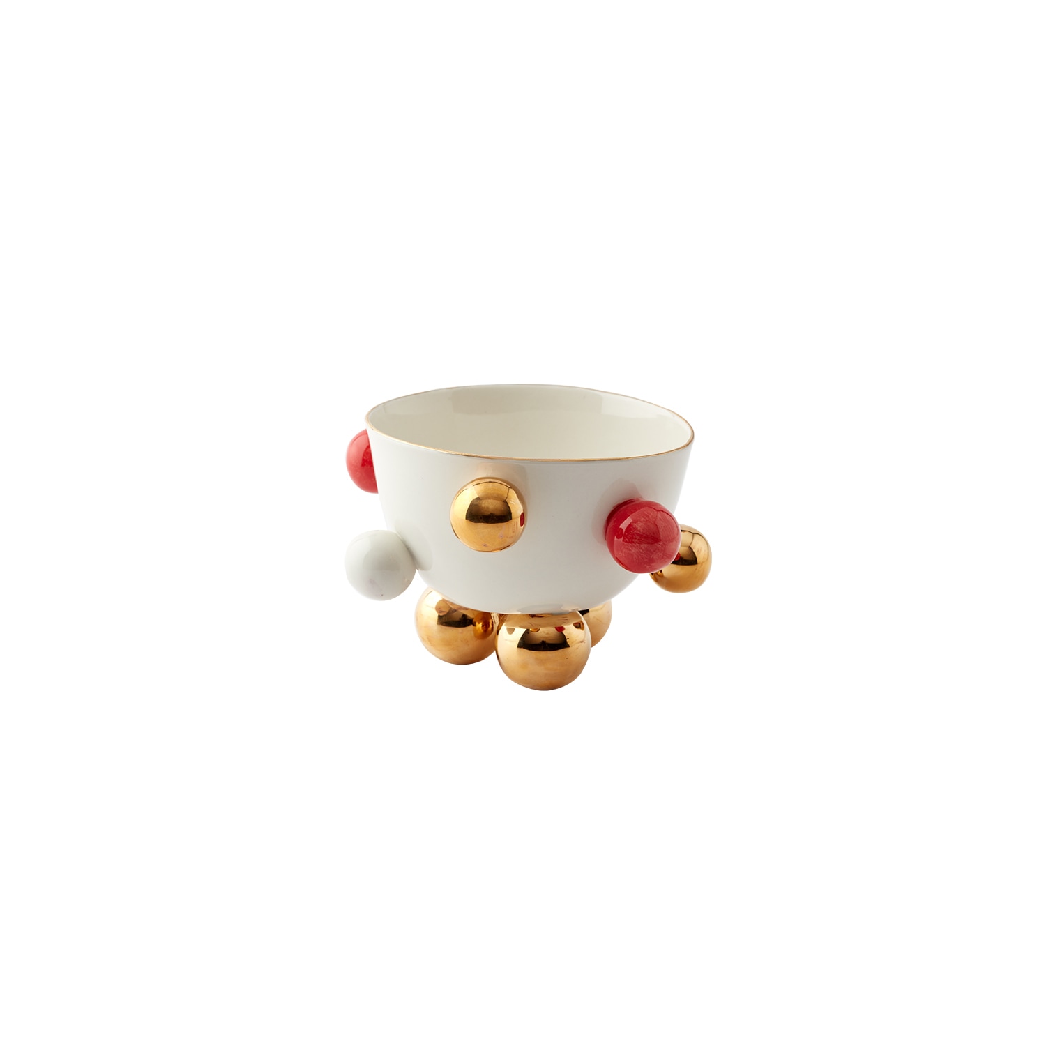 Maji Atelier Neutrals / Red / Gold Cosmos Porcelain Bowl Medium, Gold-red Detail In White