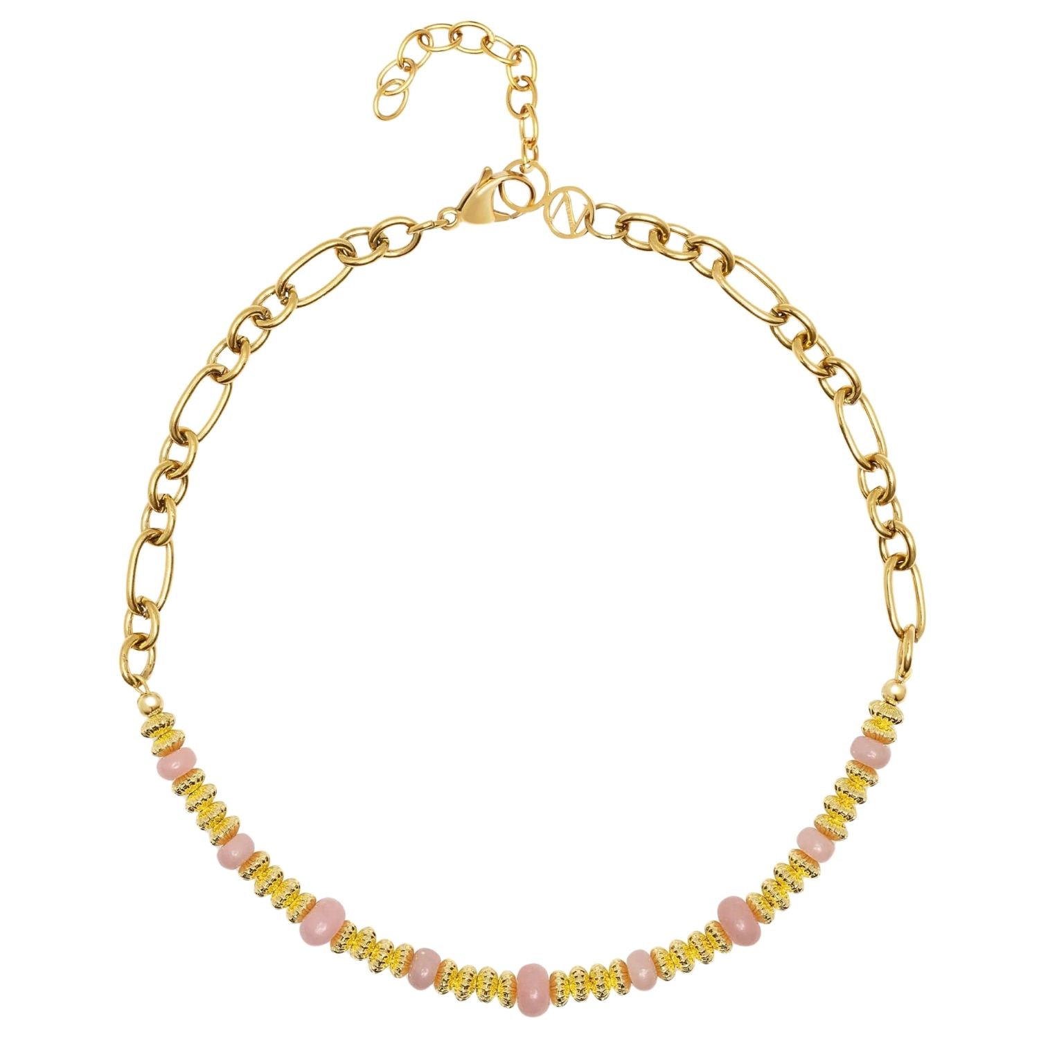 Nialaya Women's Gold / Pink Chain Choker With Rose Quartz In Multi
