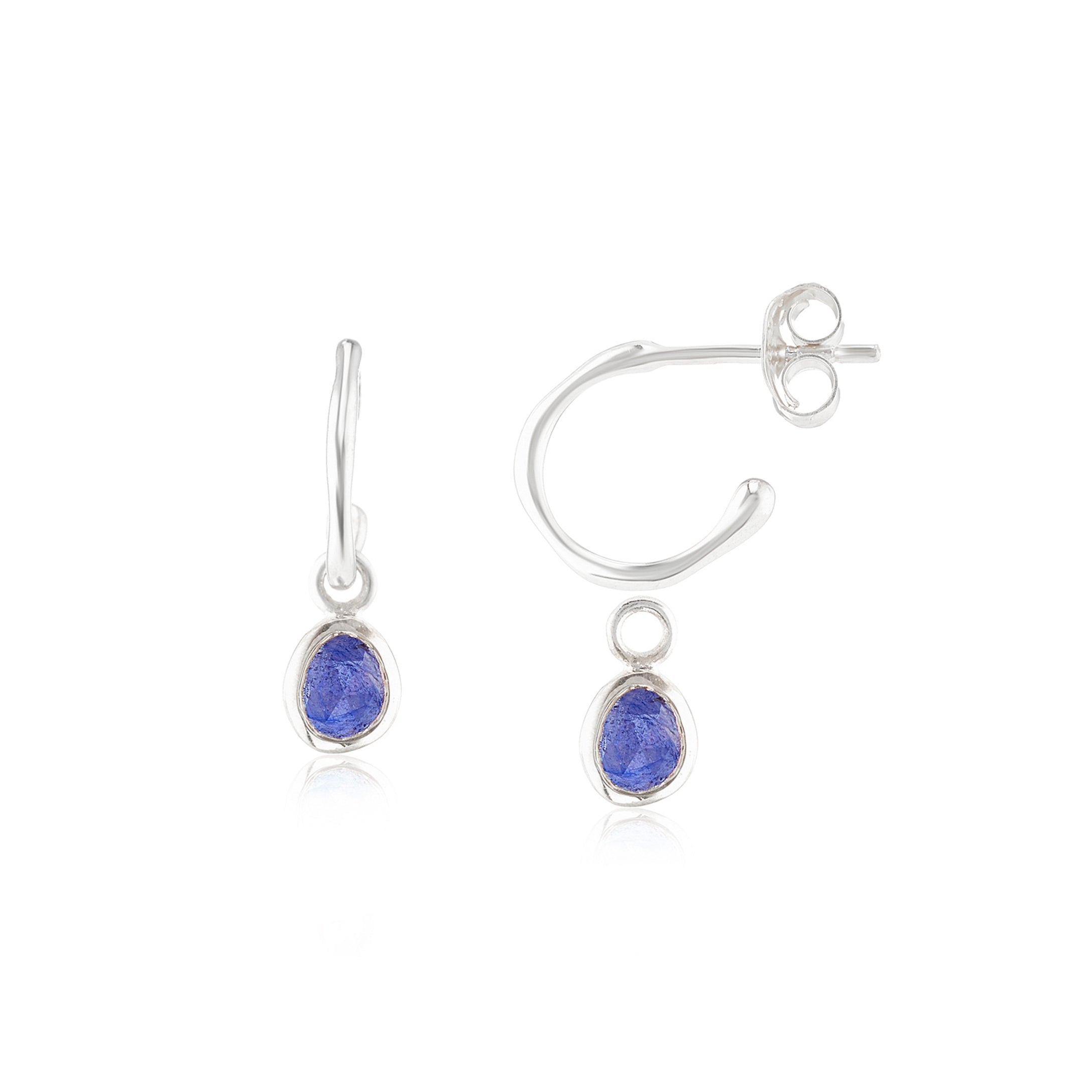 Auree Jewellery Women's Blue Hampton Sapphire & Silver Interchangeable Gemstone Earrings In Metallic