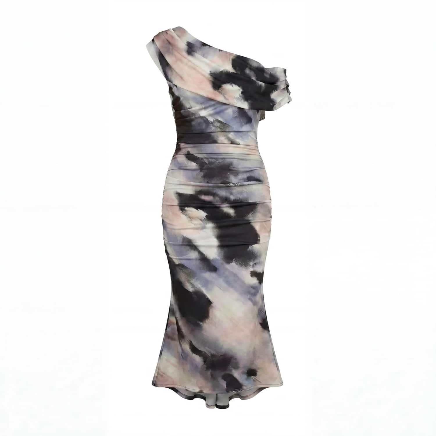 Mercury Midi Dress In Abstract Print | Atom Label | Wolf & Badger