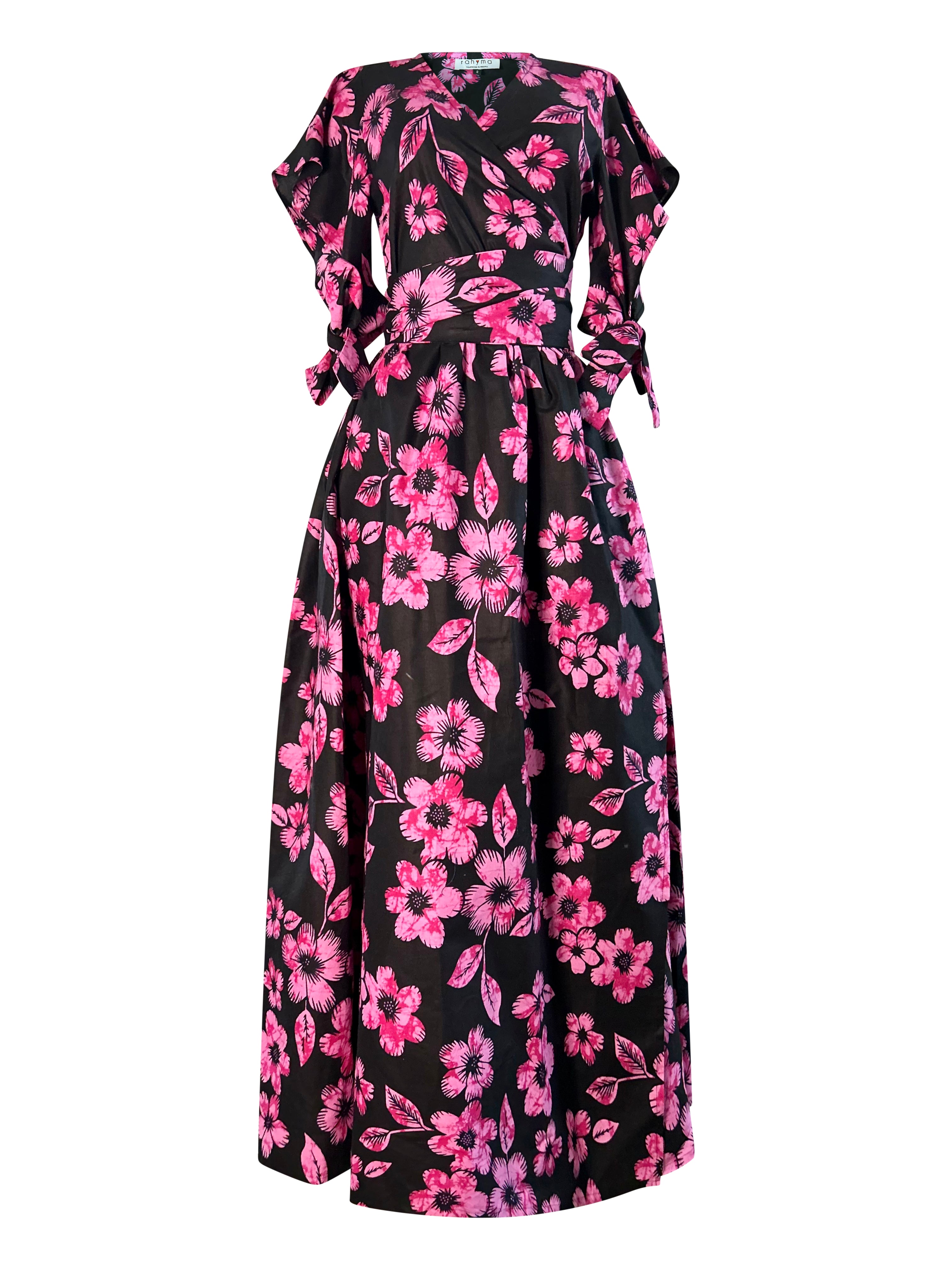 Rahyma Women's Black / Pink / Purple Jade African Print Wrap Dress In Black/pink/purple