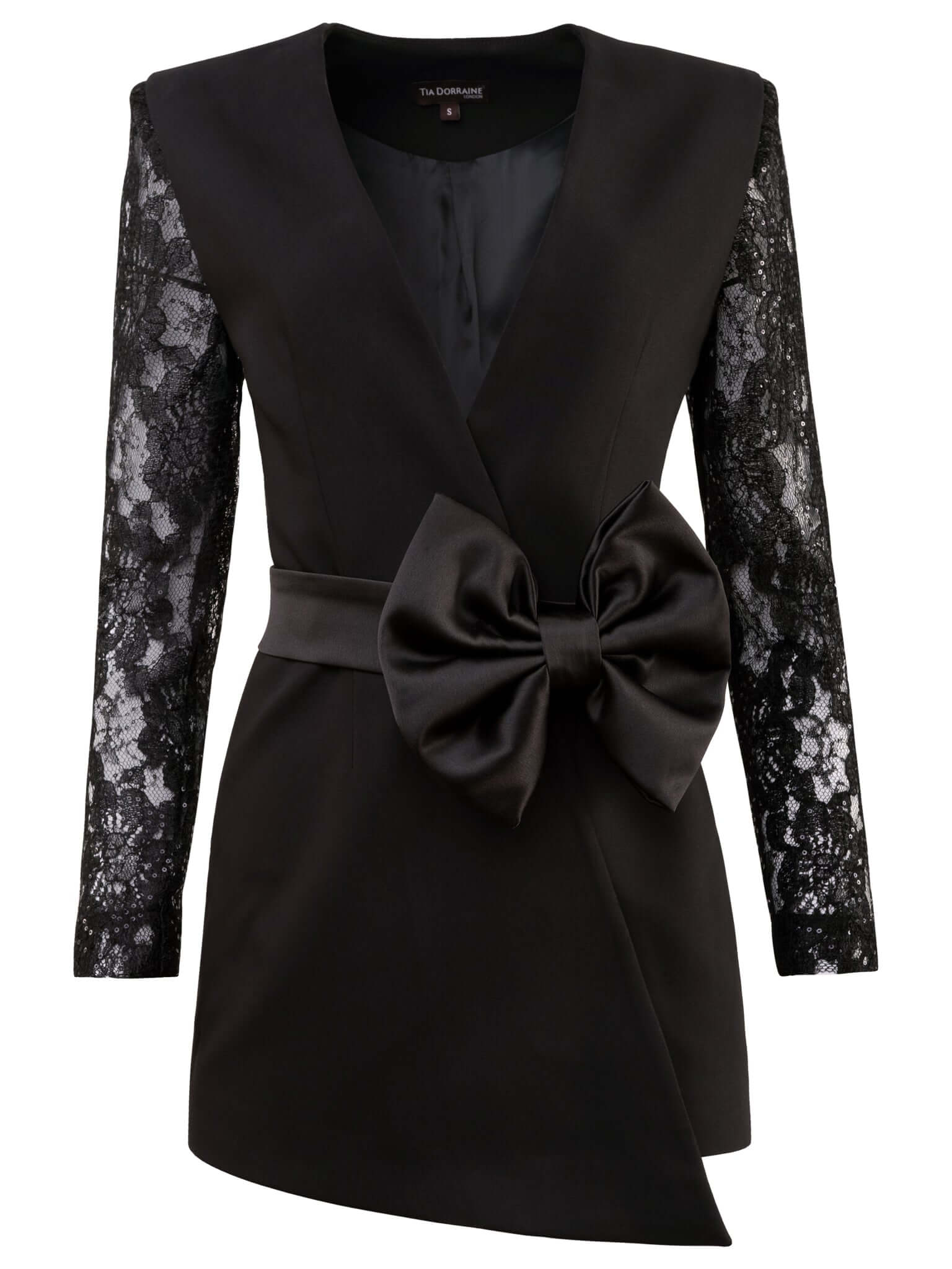 Women’s Black / Neutrals Glowing In The Dark Blazer With A Satin Belt Extra Large Tia Dorraine