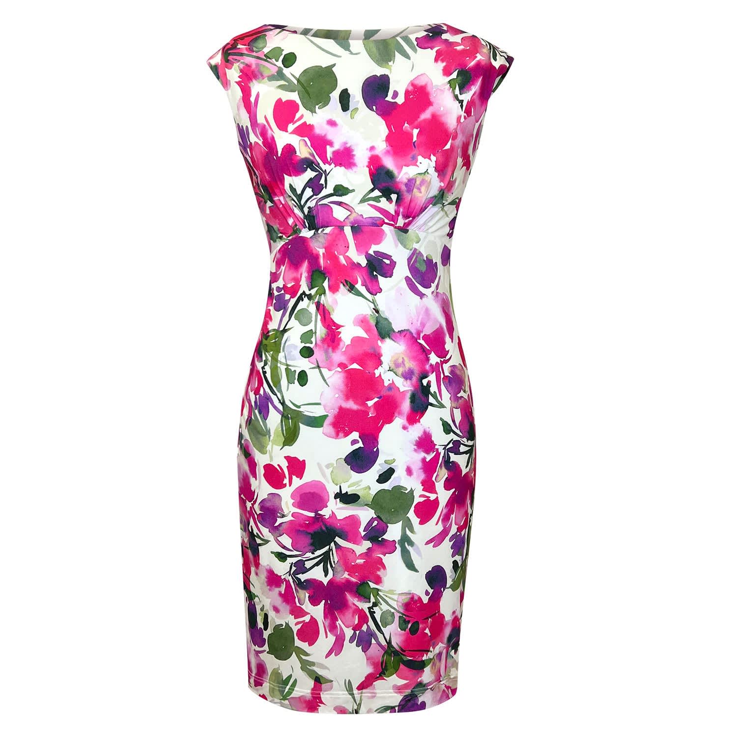 Pippa Shift Dress Fuchsia Florals - Evening Dresses, Occasion Wear