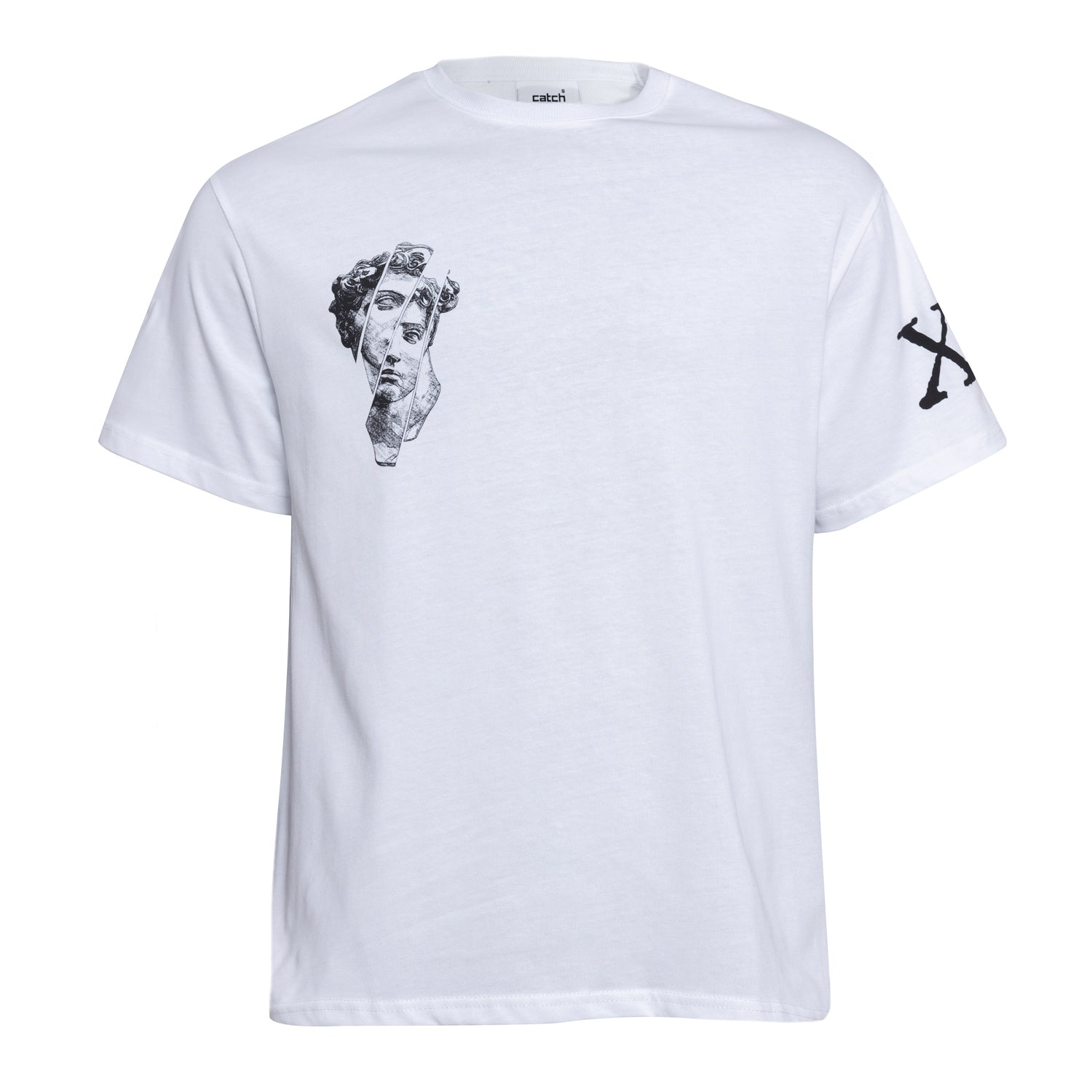 Snob Love Men's Cotton Tshirt - Face White In White