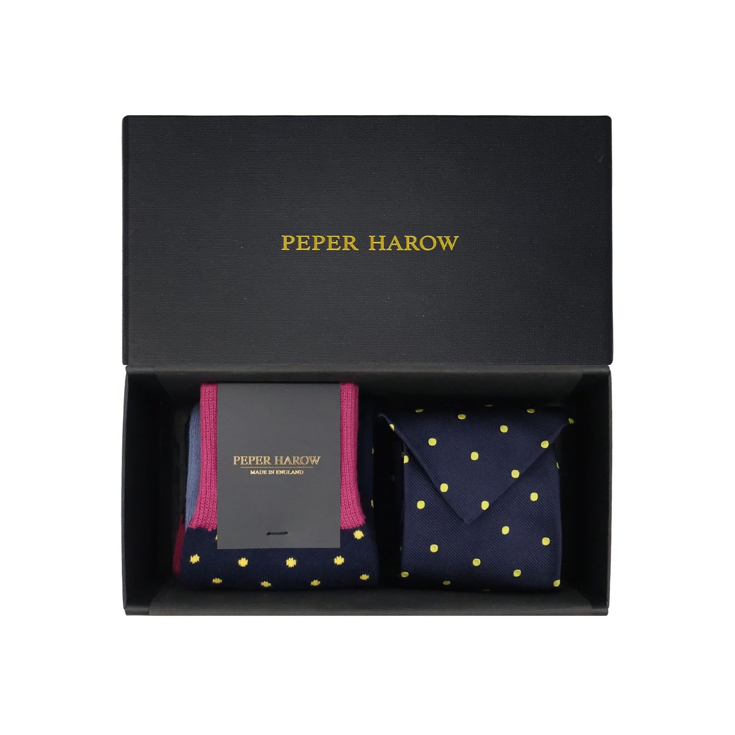 Peper Harow - Made In England Men's Blue Tie Men's Gift Box - Pin Polka Midnight