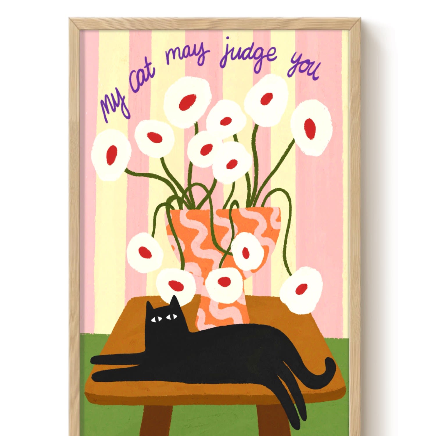 The Paper Tail Judge You - Cat Art Print - Large