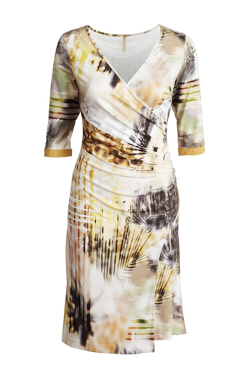 Women’s Faux Crossover Print Dress Small Conquista