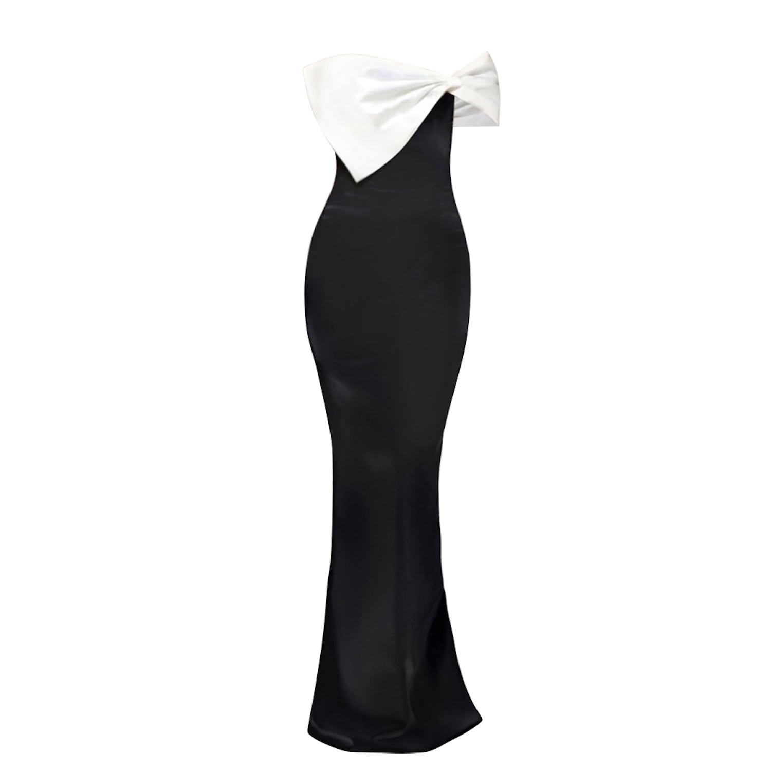 Moda Glam Women's Grace Two-tone Statement Bow Gown- Black/white