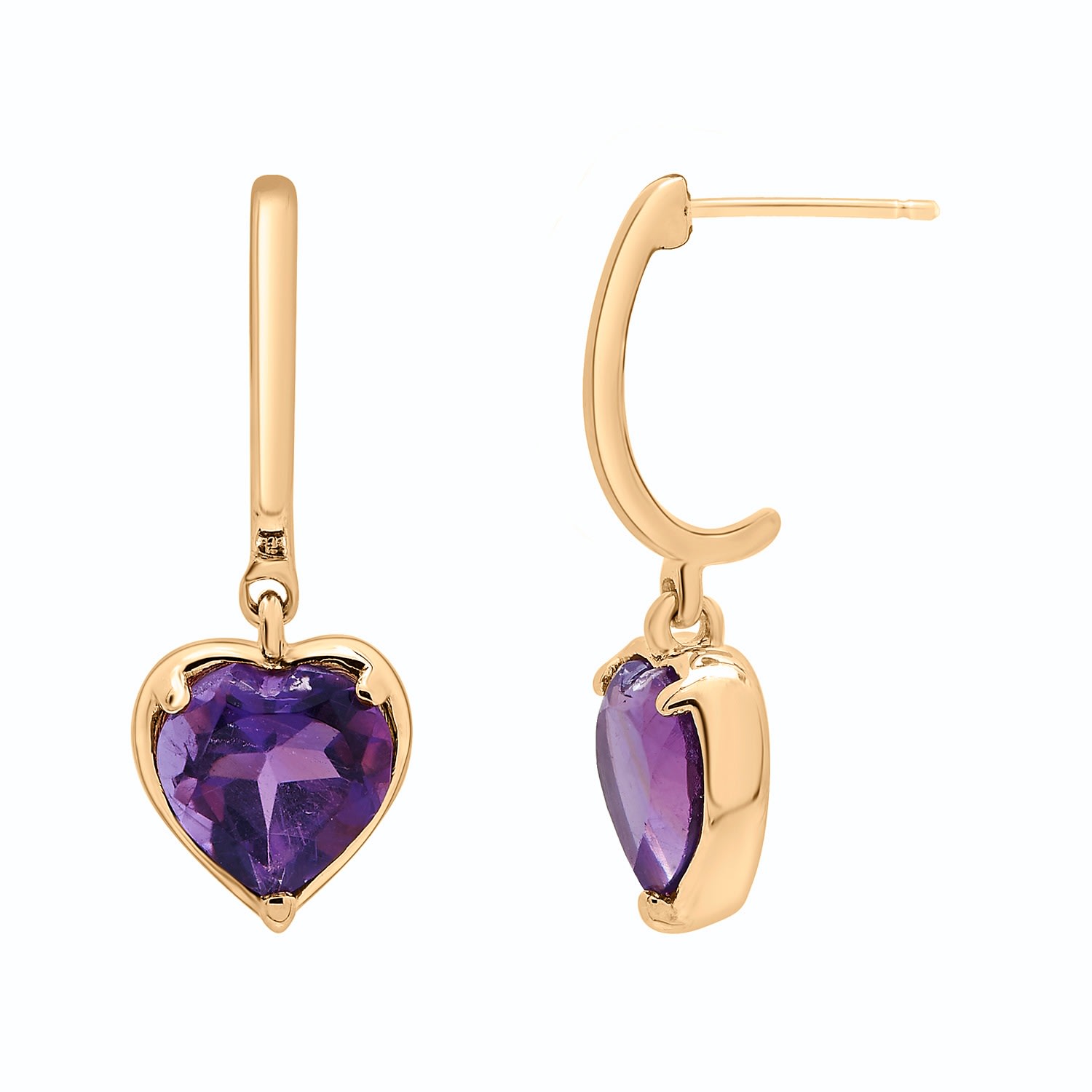 Women’s Pink / Purple Amethyst Heart Dangle Earrings Miki & Jane