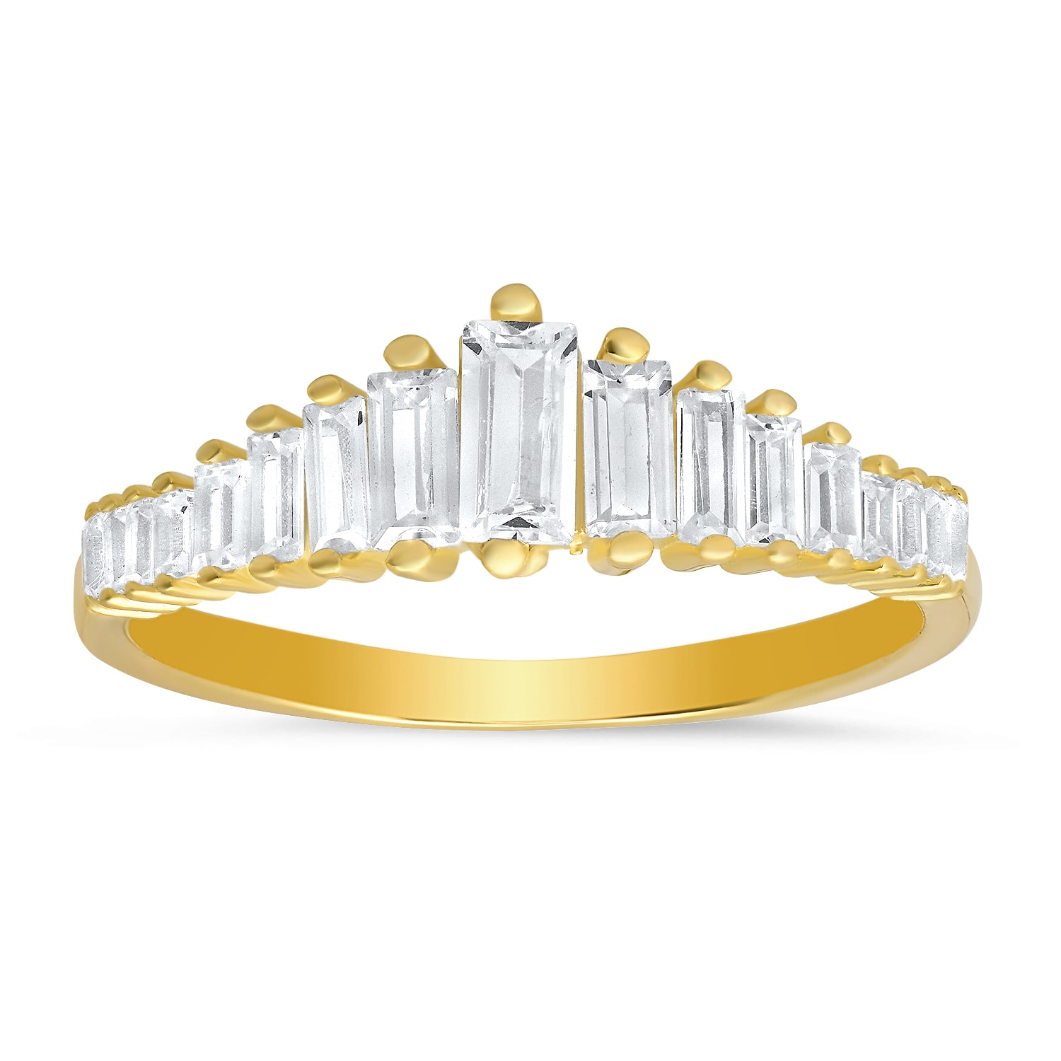 Kylie Harper Women's Gold Art Deco Baguette-cut Diamond Cz Ring