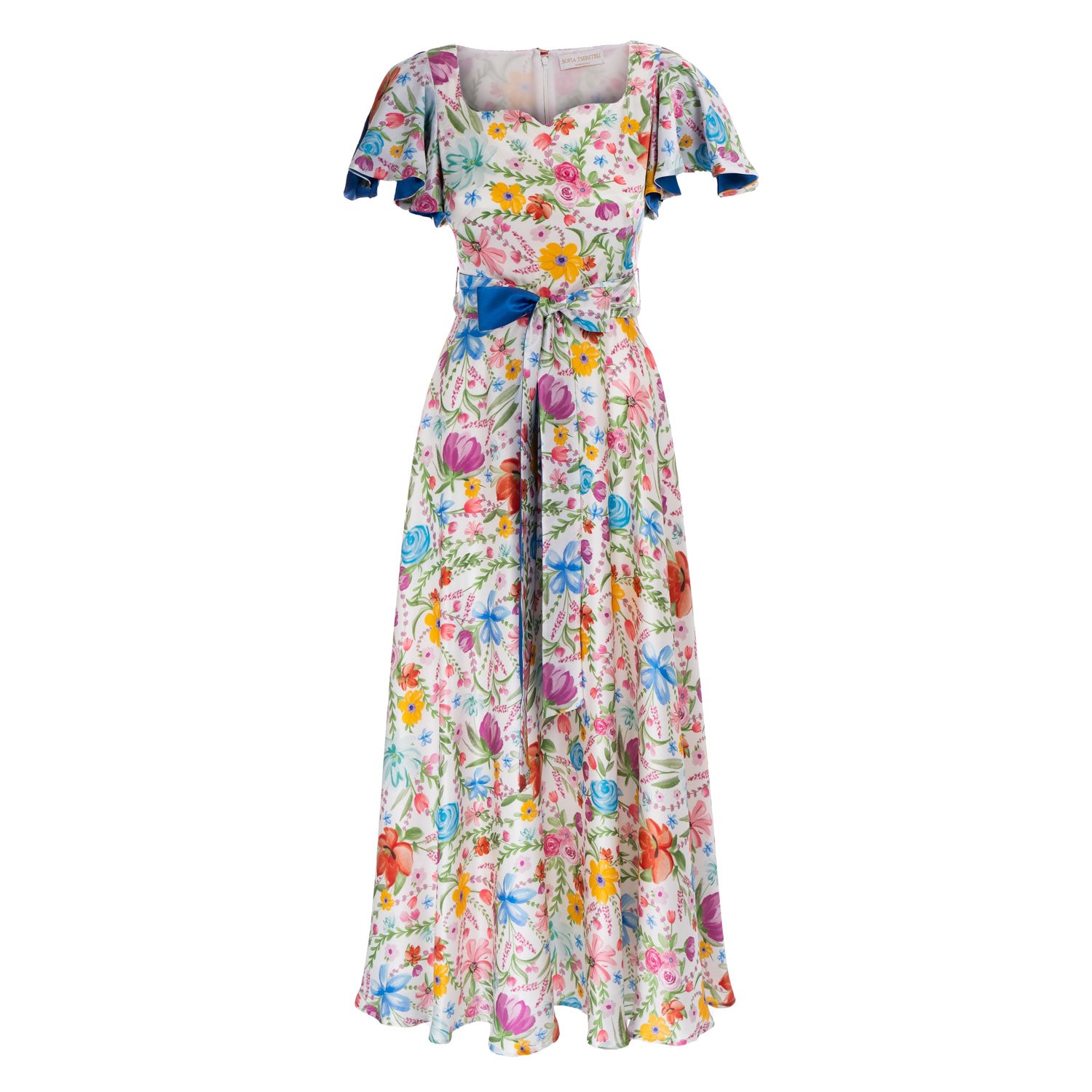 Sofia Tsereteli Women's Watercolour Garden Gown In Blue