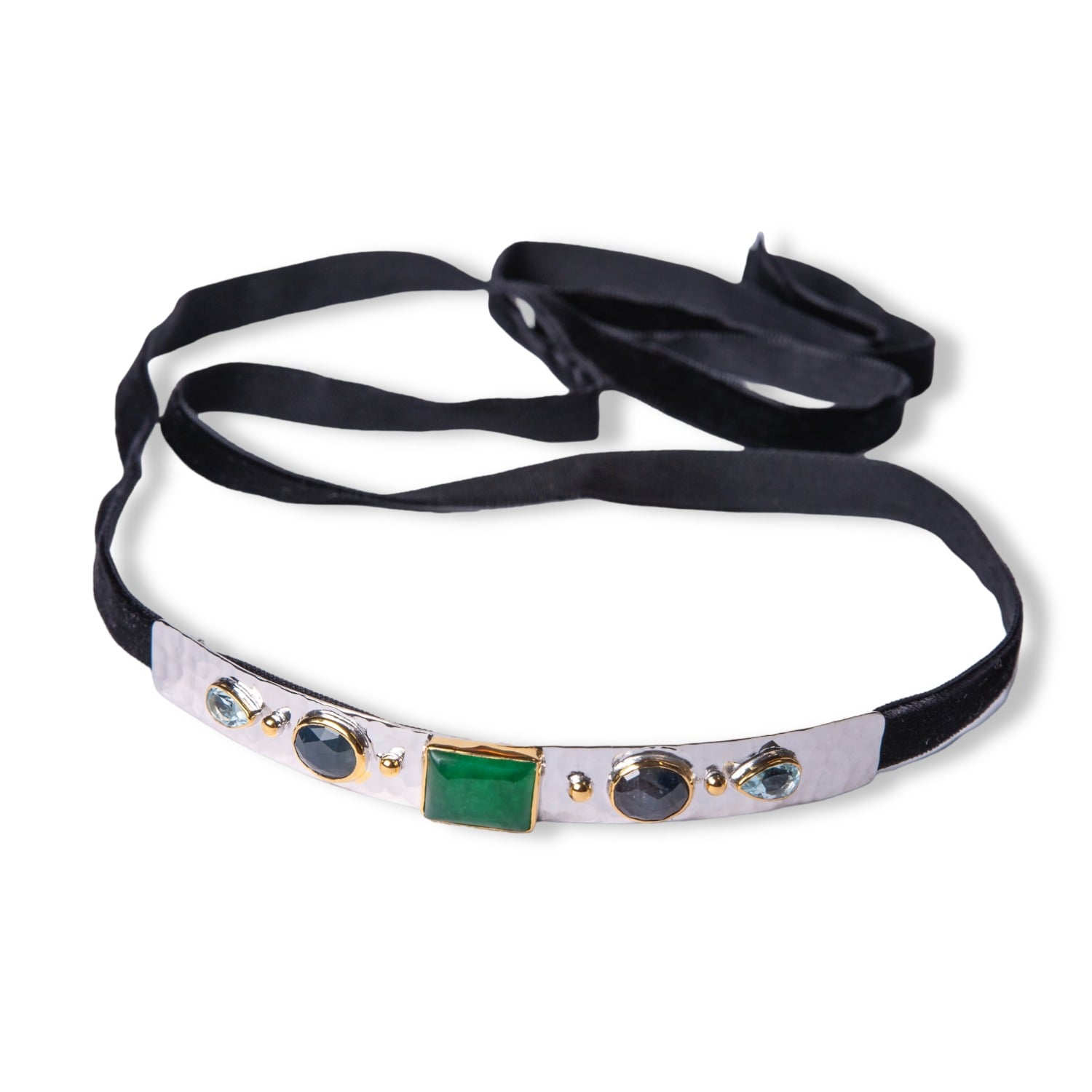 Golden Horn Jewellery Women's Silver Helen Jade Gemstones Choker