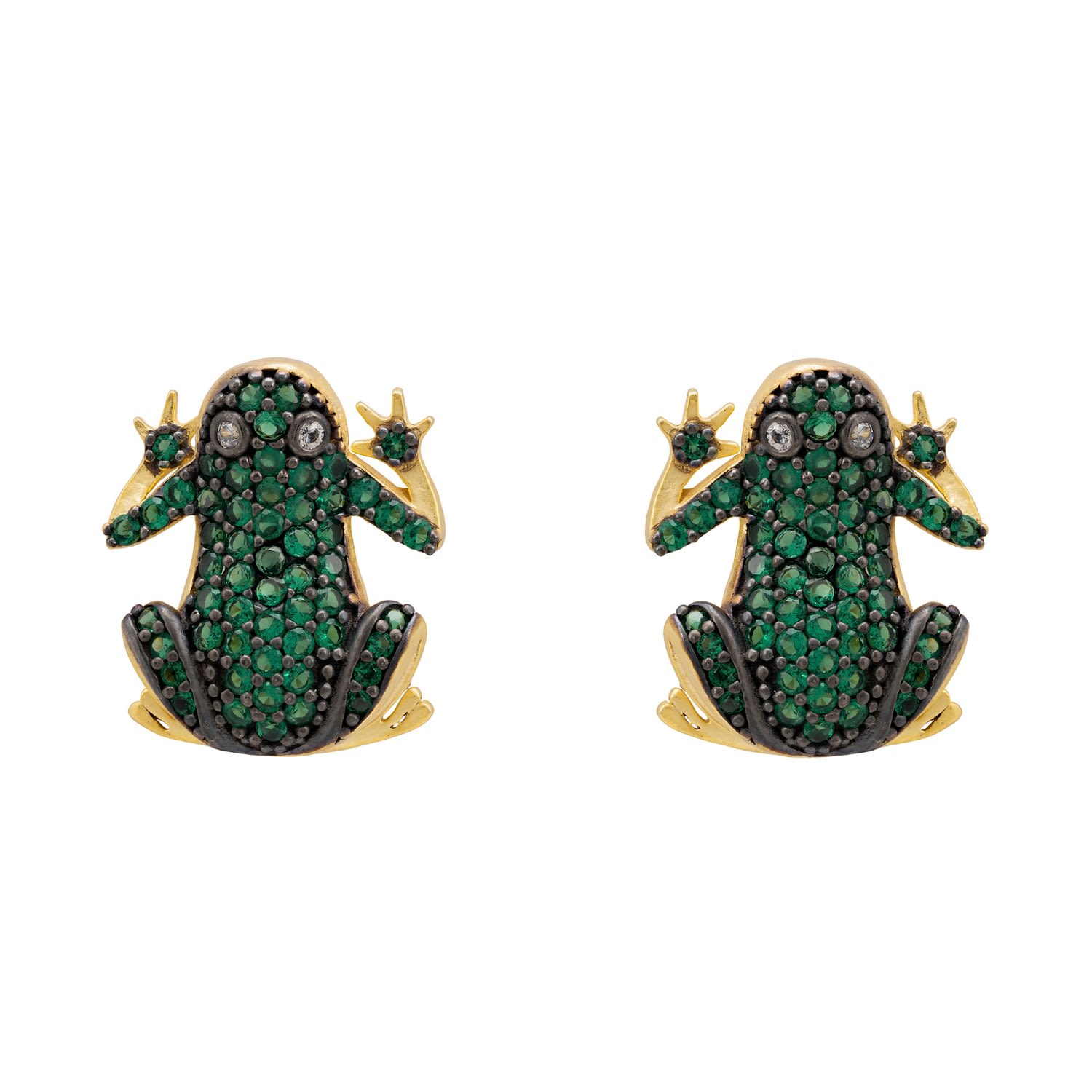 Women’s Green / Gold Leap Frog Stud Earrings Gold Latelita