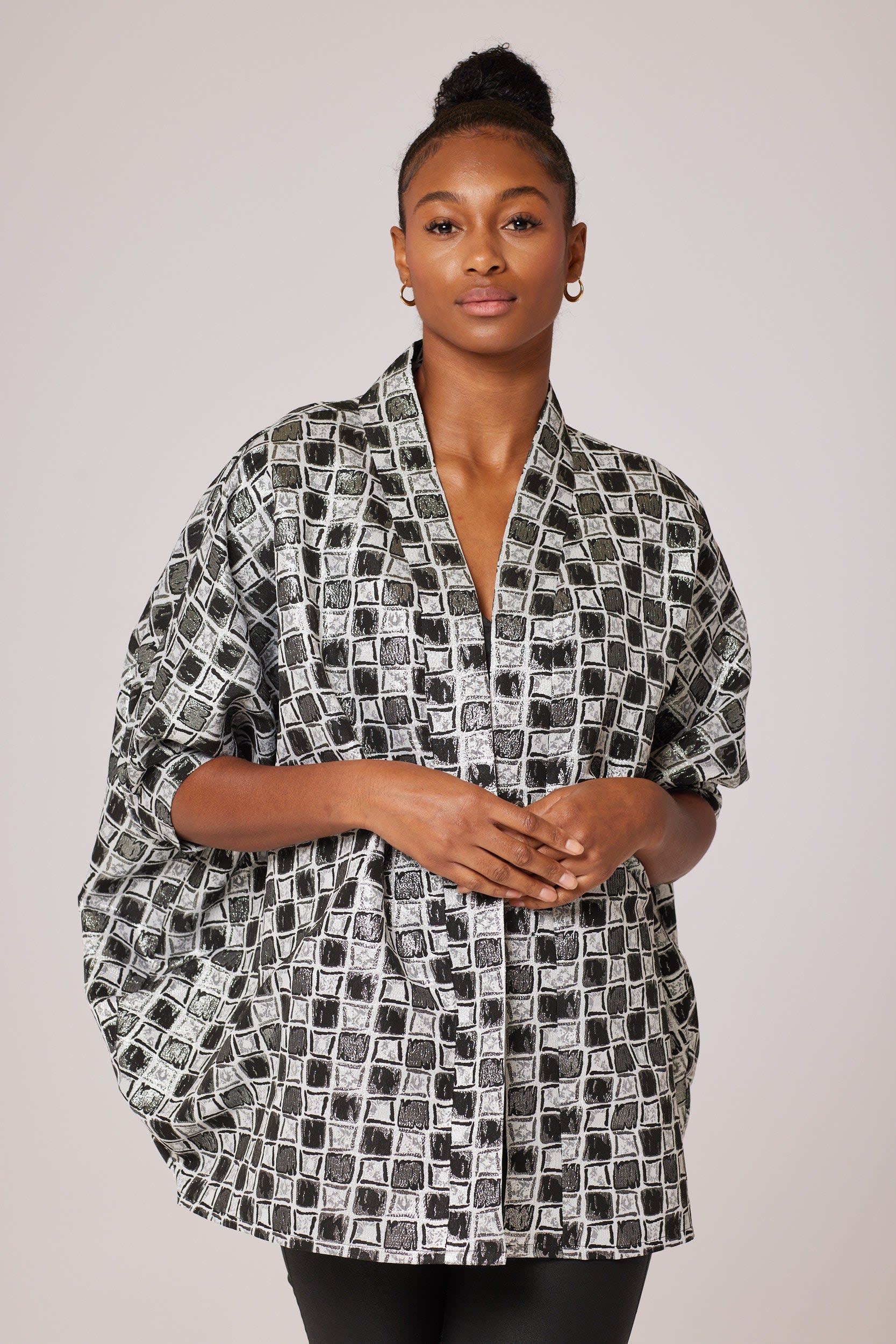Black Squared Short Kimono Jacket | Lioness by TF | Wolf & Badger