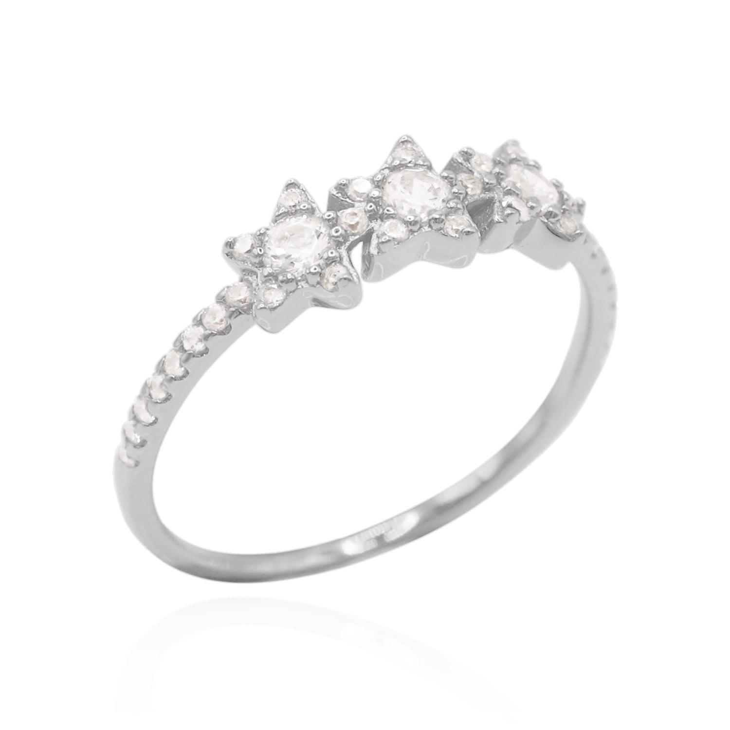 Luna Charles Women's Rosalie Three Star Crystal Ring Sterling Silver In Silver
