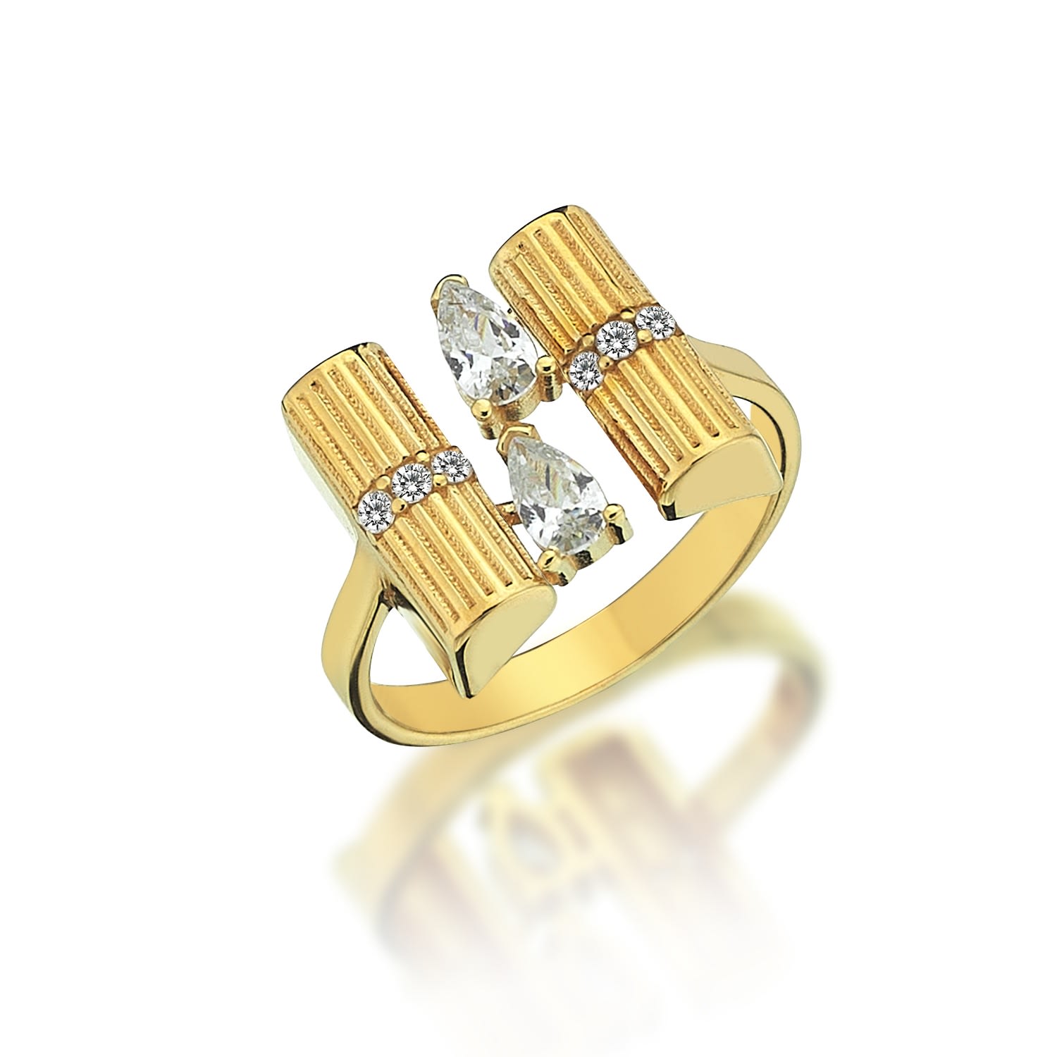 Women’s Pare Ring In Sterling Silver With Gold Plated White Odda75