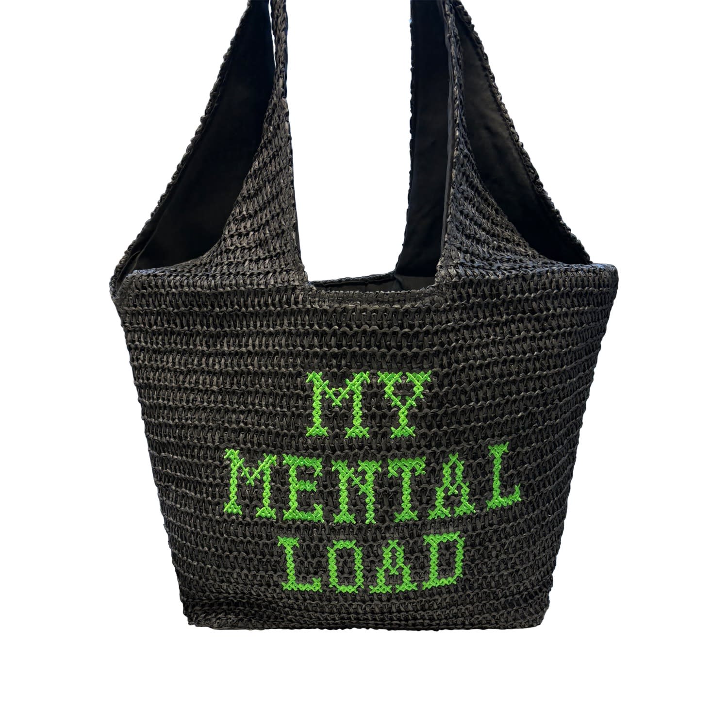Lilly Loves Women's Black My Mental Load Beach Bag