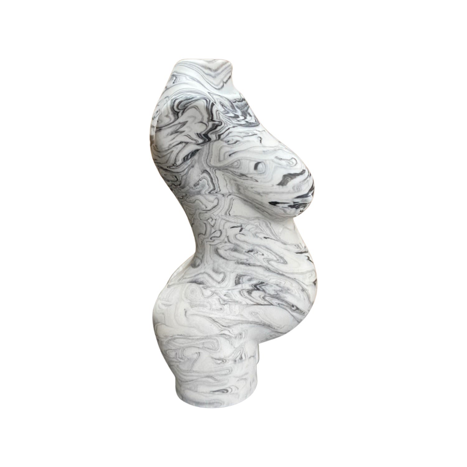By Shax Marbled Pregnant Lady Bust - White In White