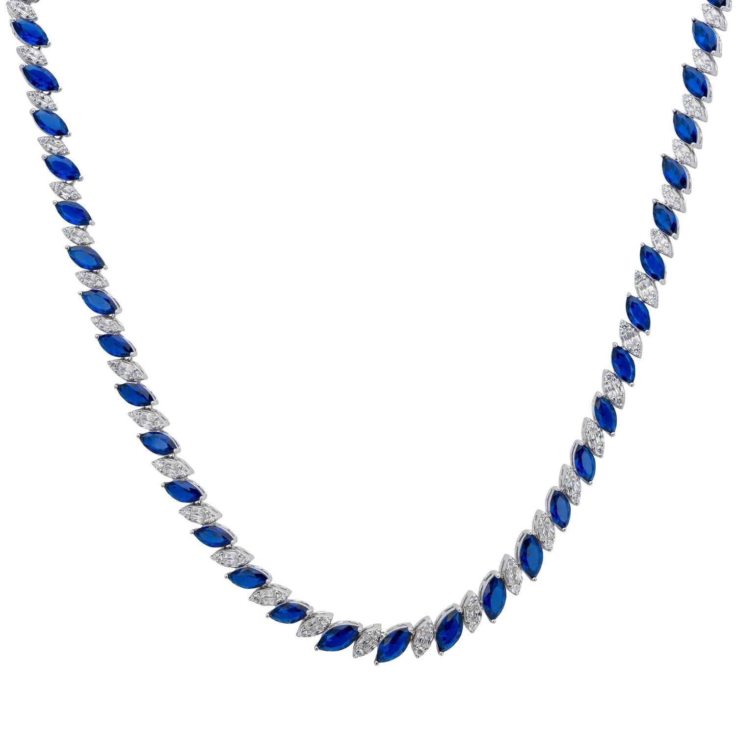 Latelita Women's White / Blue / Silver Viscountess Statement Tennis Necklace Sapphire Silver
