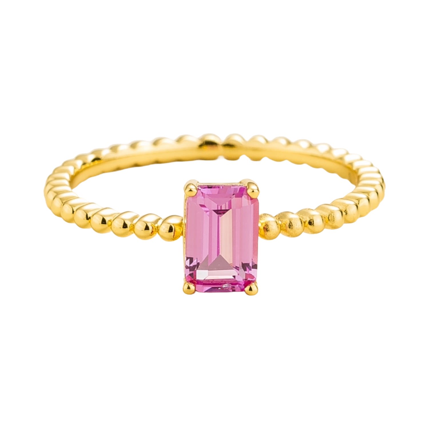 Juvetti Women's Gold / Pink Buchon Ring In Pink Sapphire Set In Gold In Multi