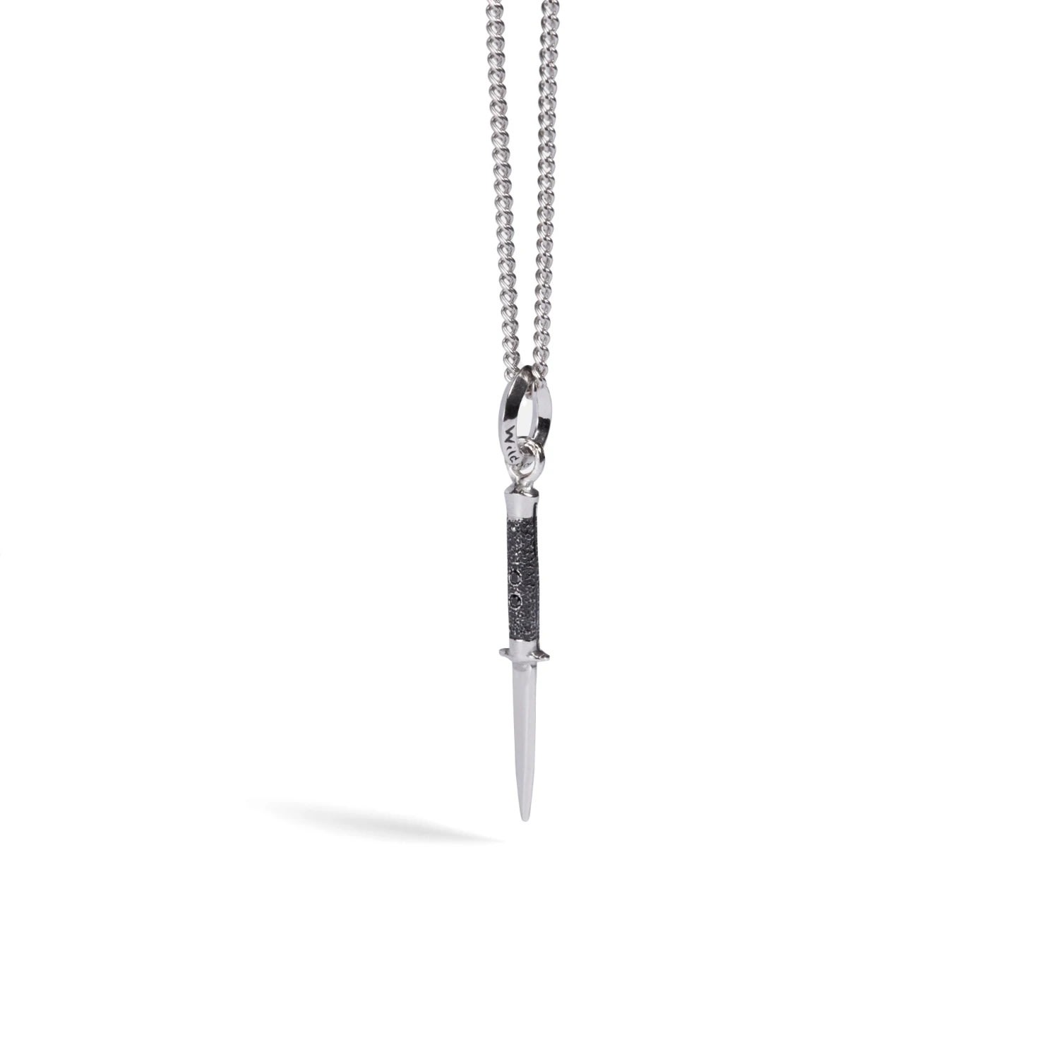 Wild Sons Men's Silver Black Diamond Greaser Pendant In Silver