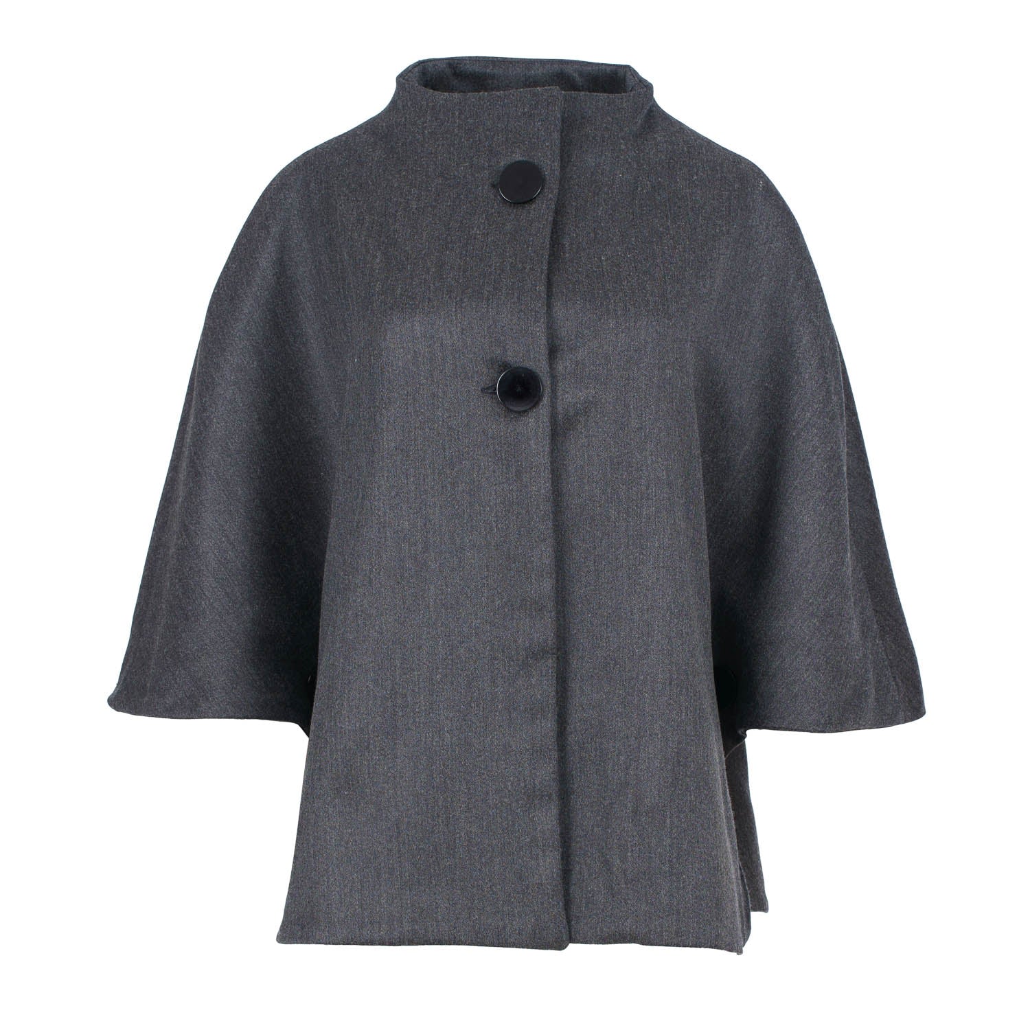 Conquista Women's Dark Grey Wool Cape With Short Sleeves In Grey
