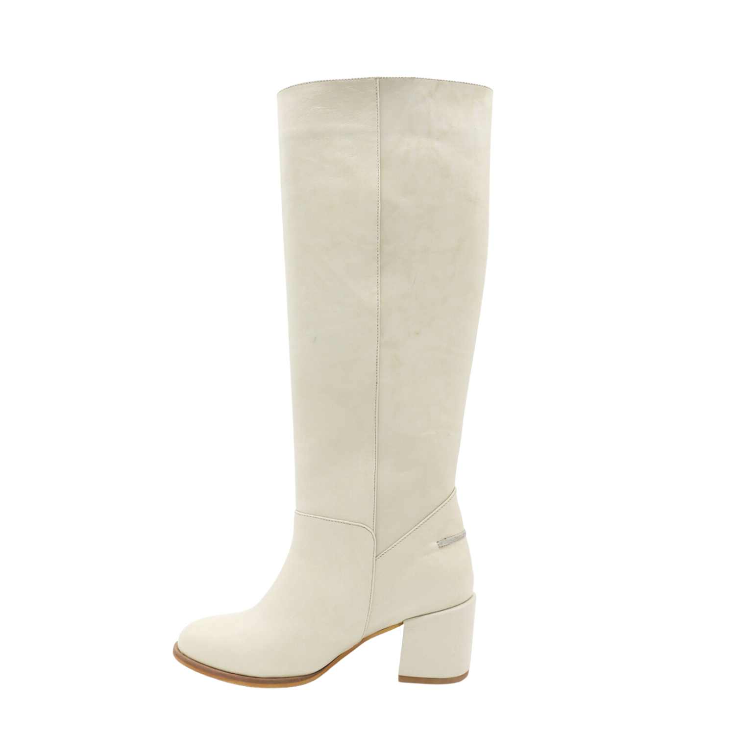 Women’s Neutrals Cléo Knee High Boots In Ivory Leather 6 Uk Stivali New York