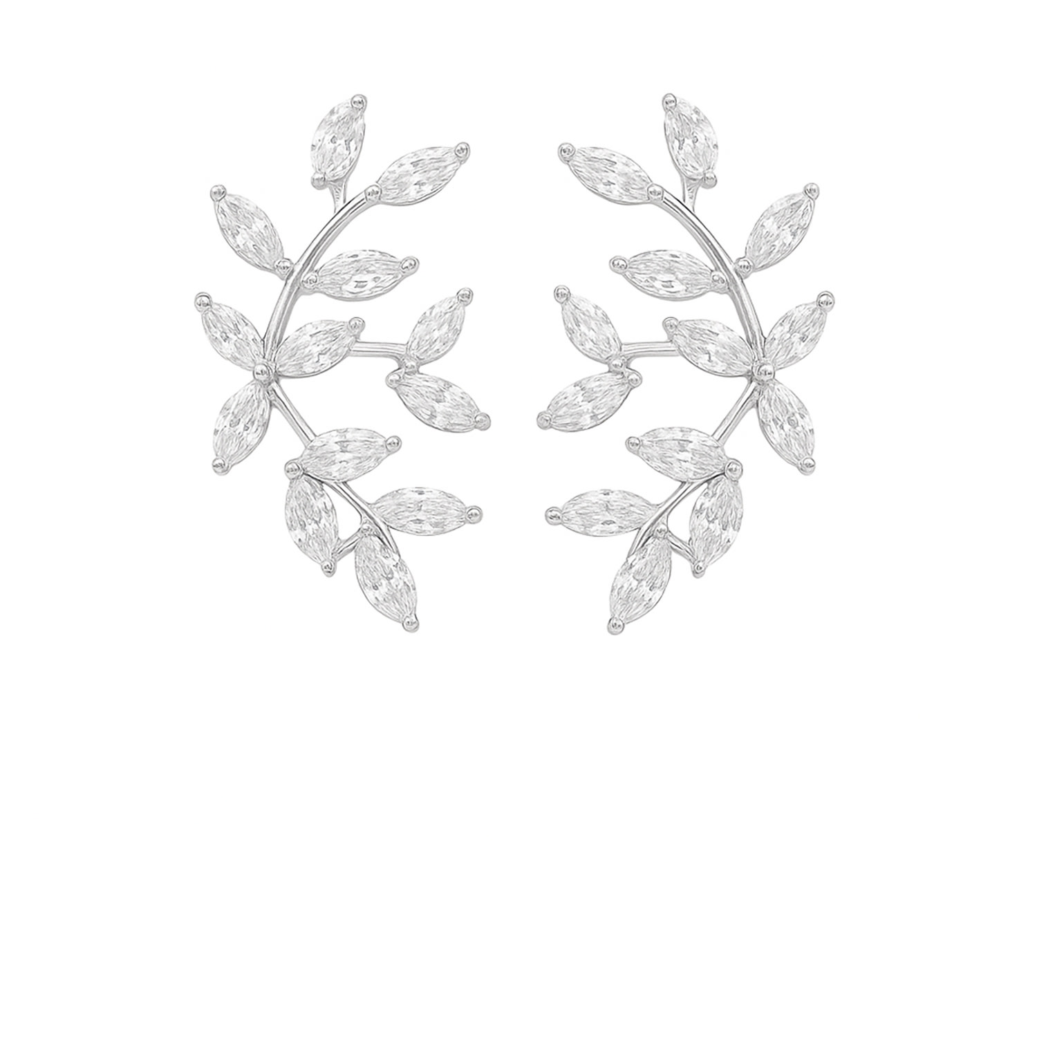 The Gala Women's Silver Leaf Vine Earrings In Silver