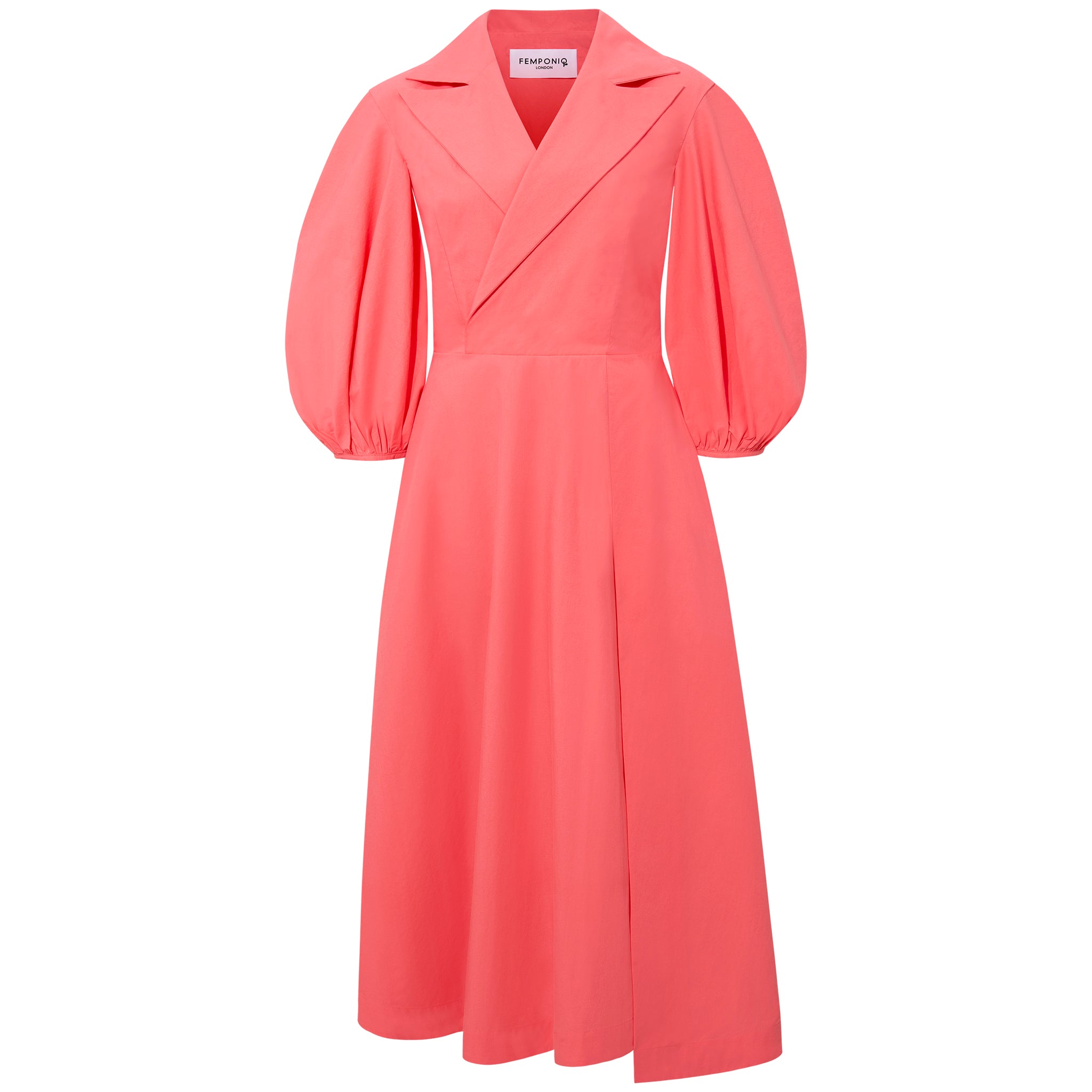 Femponiq Women's Pink / Purple Wide Lapel Asymmetric Cotton Dress / Rouge Pink In Pink/purple