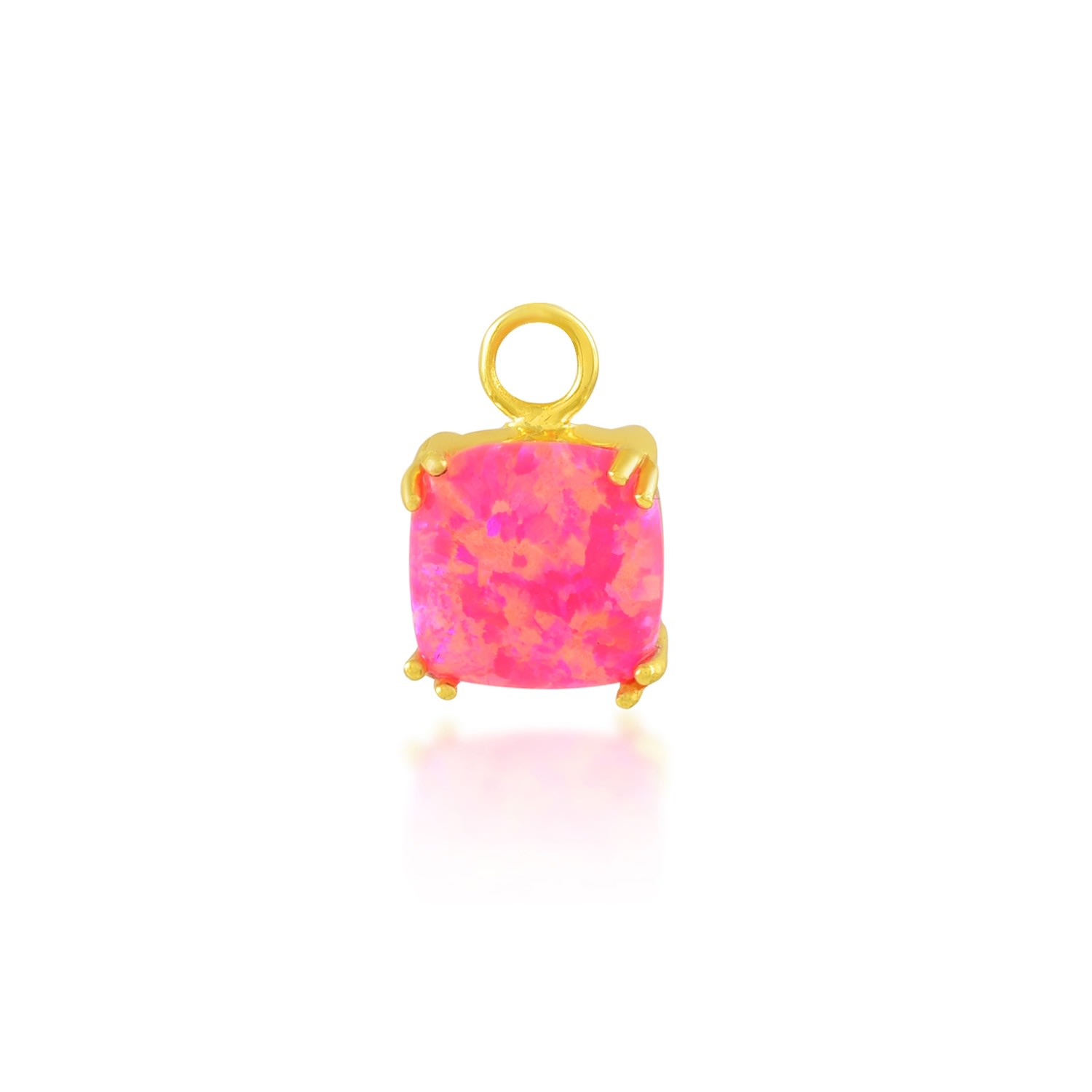 Arvino Women's Cushion Pink Opal Earring Charm Gold Vermeil