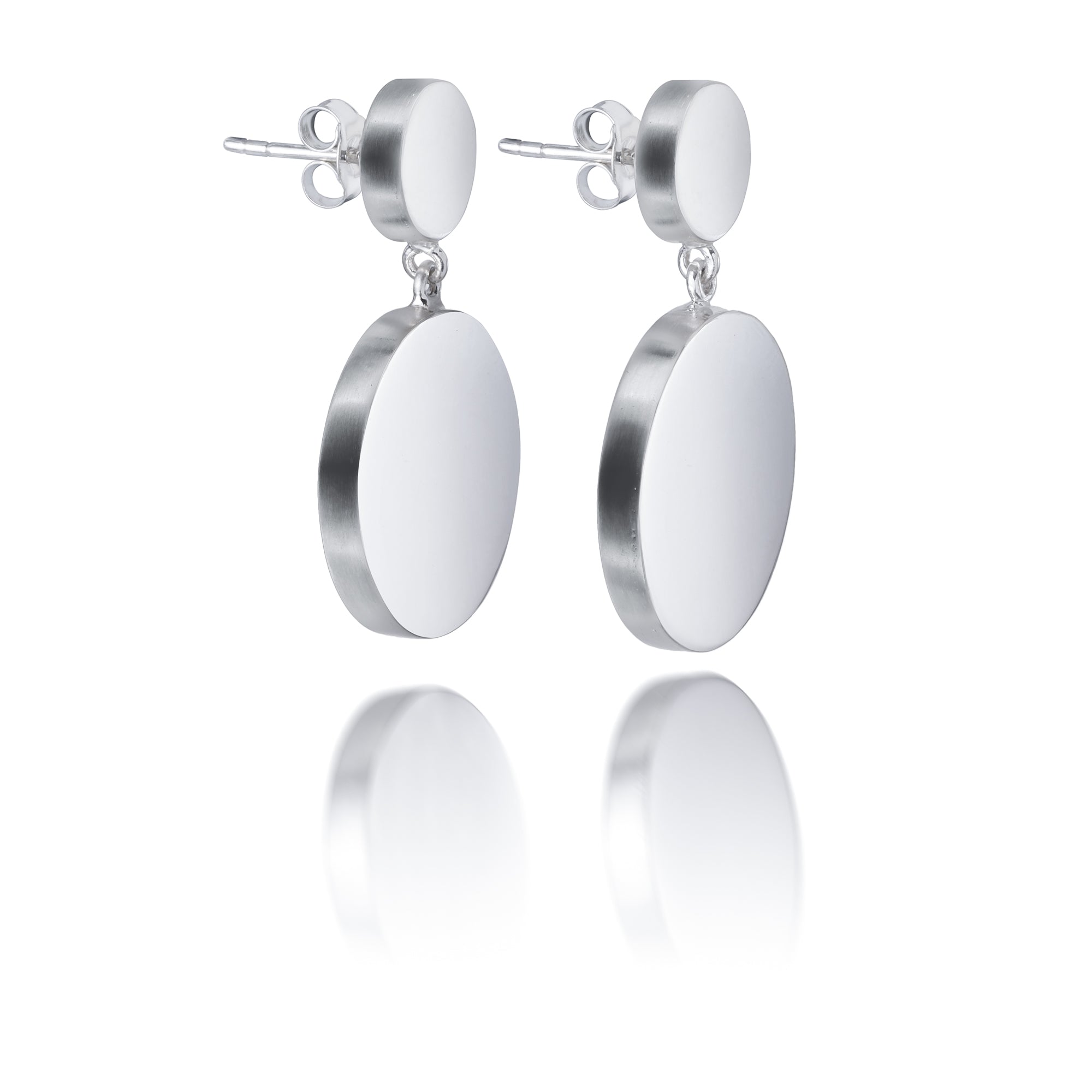 Women’s Double Disc Earrings - Silver Sophie Anna