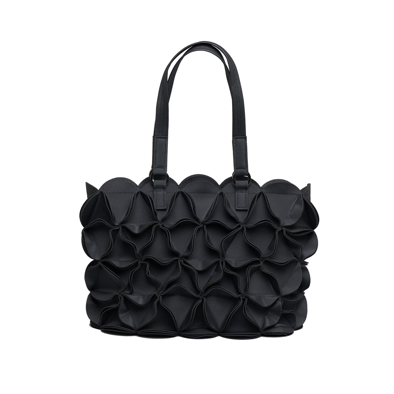 Women's Blossom Rectangle Tote Bag - Black | Elemood_Japan