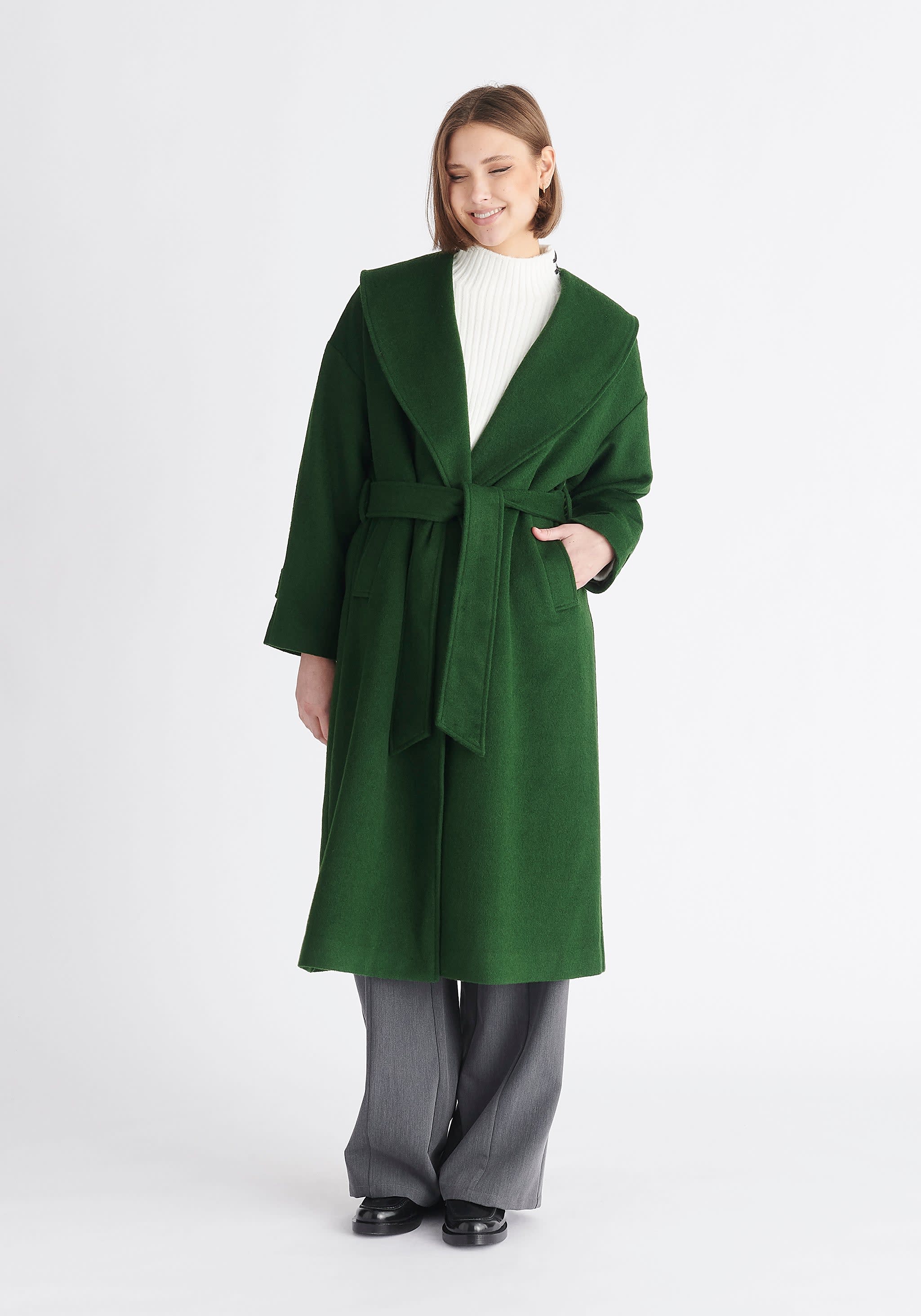 Wool blend coat Color brownish green - RESERVED - 2854P-78X