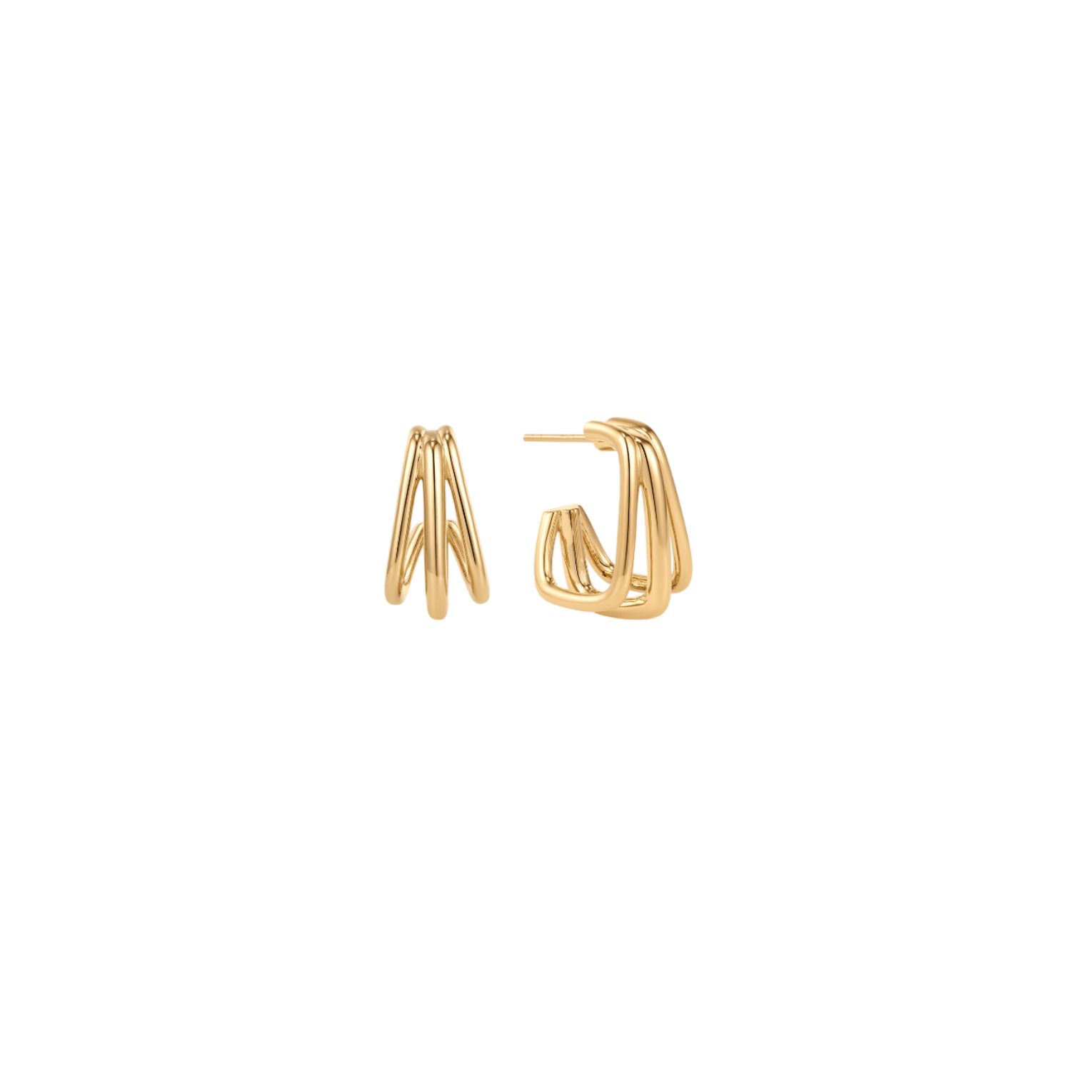 Vanchi Women's Esther Square Hoop Stud Earrings In Gold