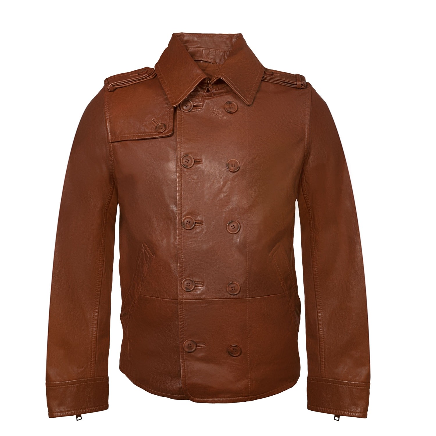 Zasta Studio Men's Brown Boulevardier Classic Six Button Leather Jacket In Brown